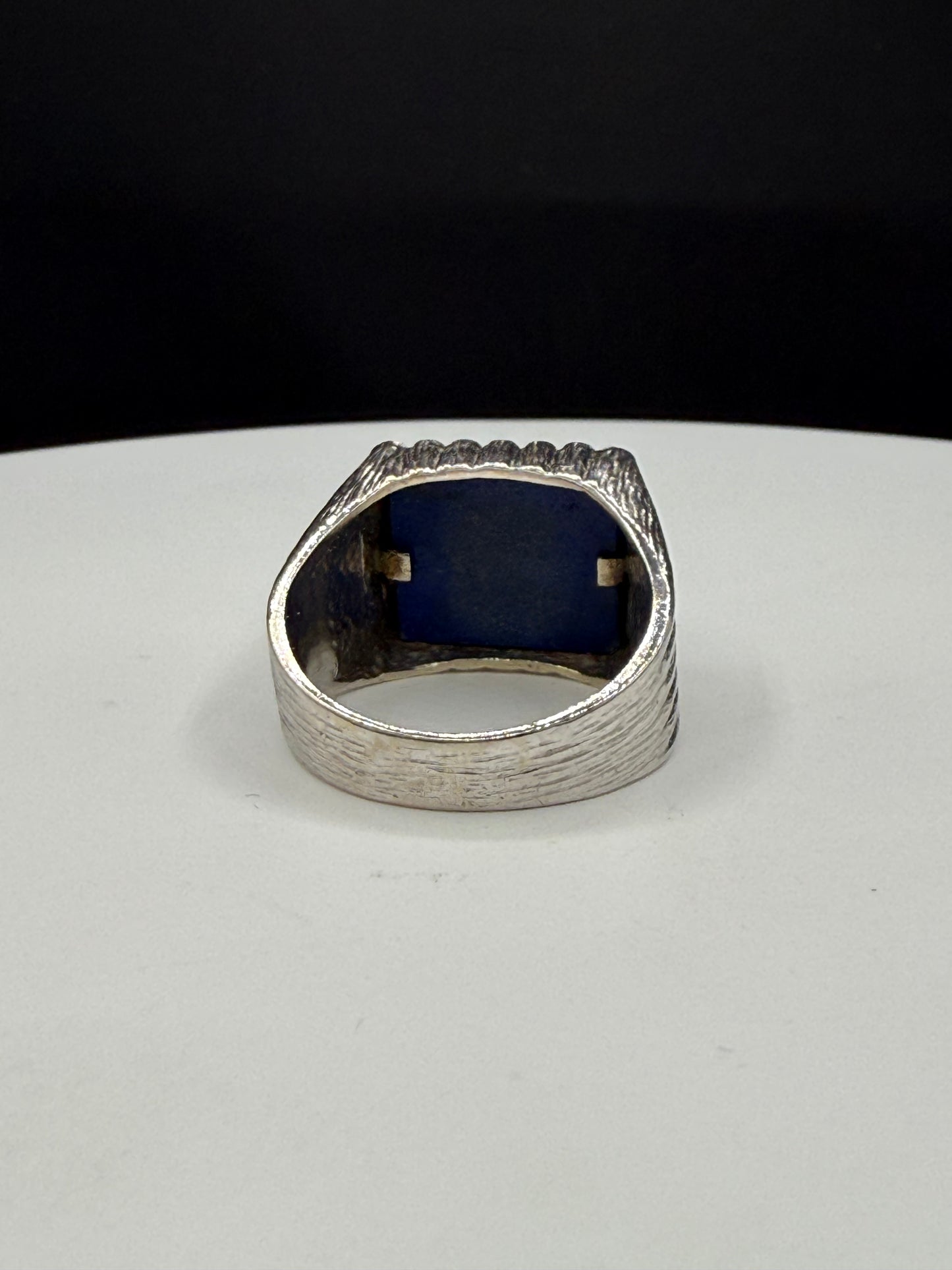 Handcrafted Lapis Lazuli 18K White Gold Vintage Ring (Size 11)