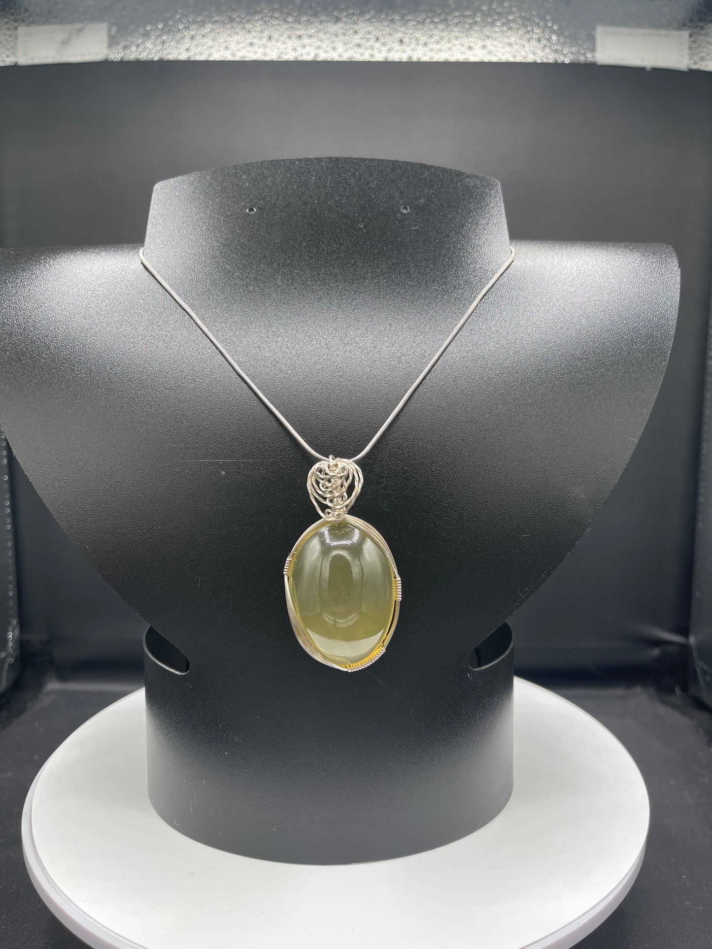 Natural Ouro Verde Quartz Sterling Silver Wire Wrapped Pendant & Necklace
