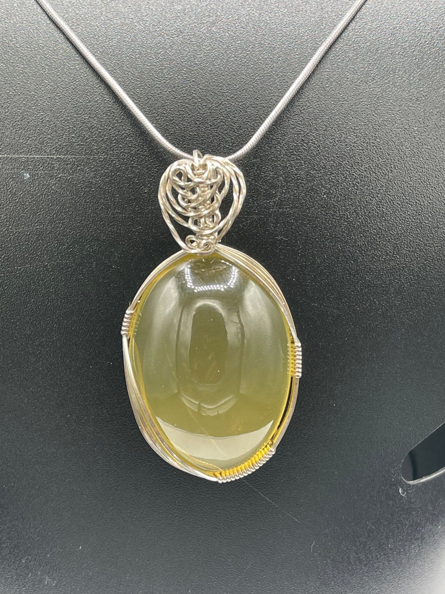 Natural Ouro Verde Quartz Sterling Silver Wire Wrapped Pendant & Necklace