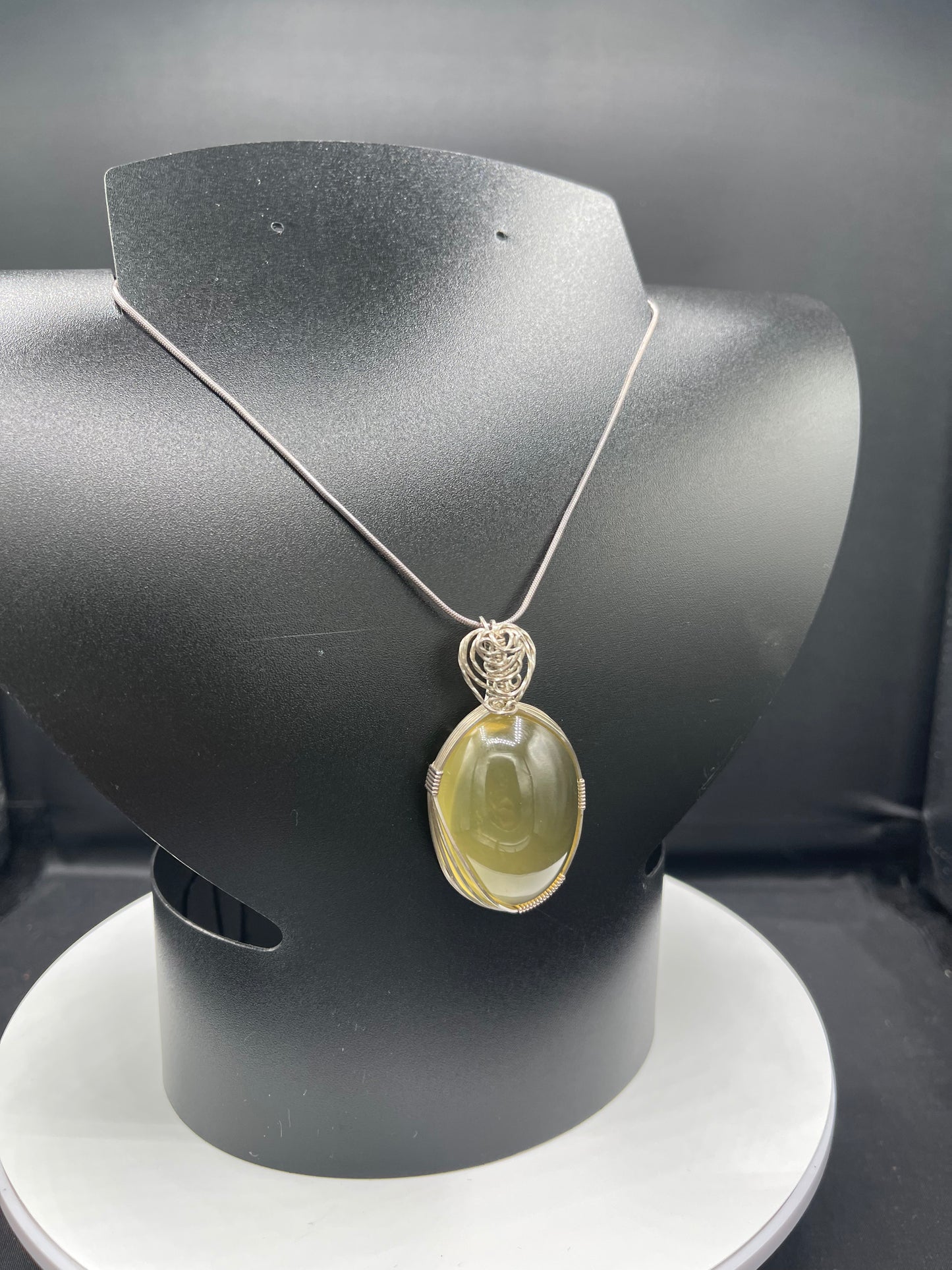 Natural Ouro Verde Quartz Sterling Silver Wire Wrapped Pendant & Necklace