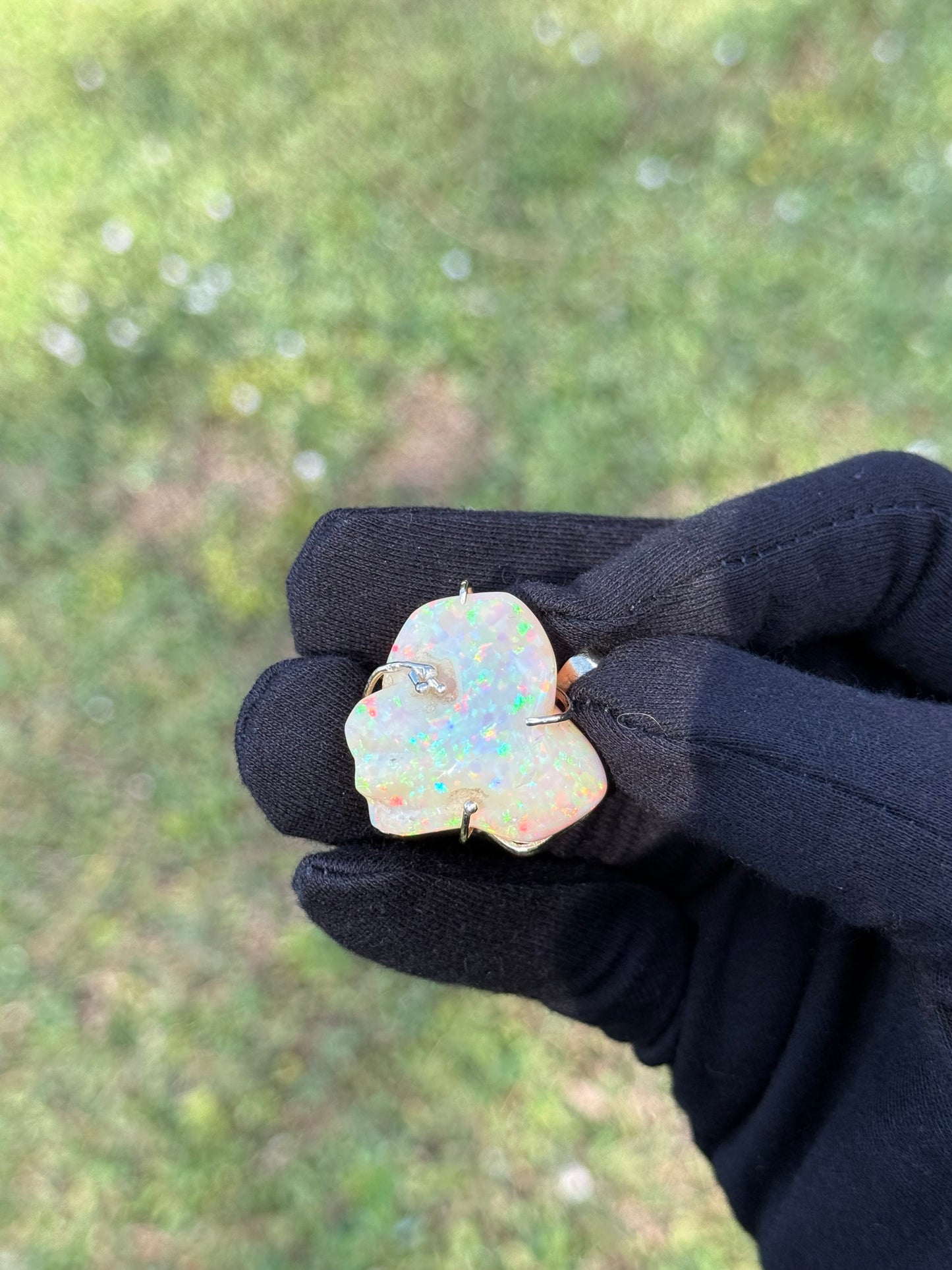 58.37 Carat Natural Free Form Polished Ethiopian Opal 14k Yellow Gold Pendant