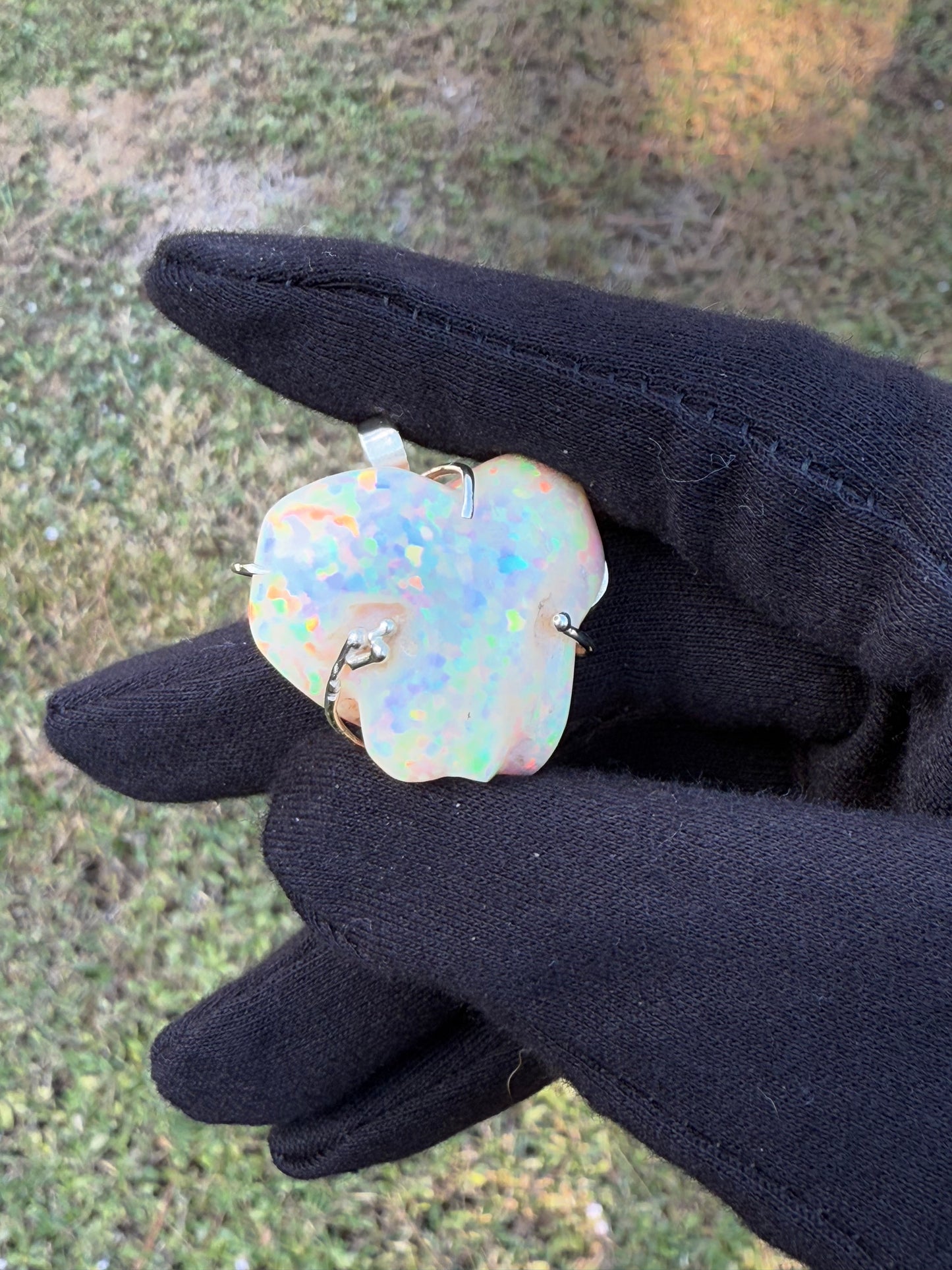 58.37 Carat Natural Free Form Polished Ethiopian Opal 14k Yellow Gold Pendant