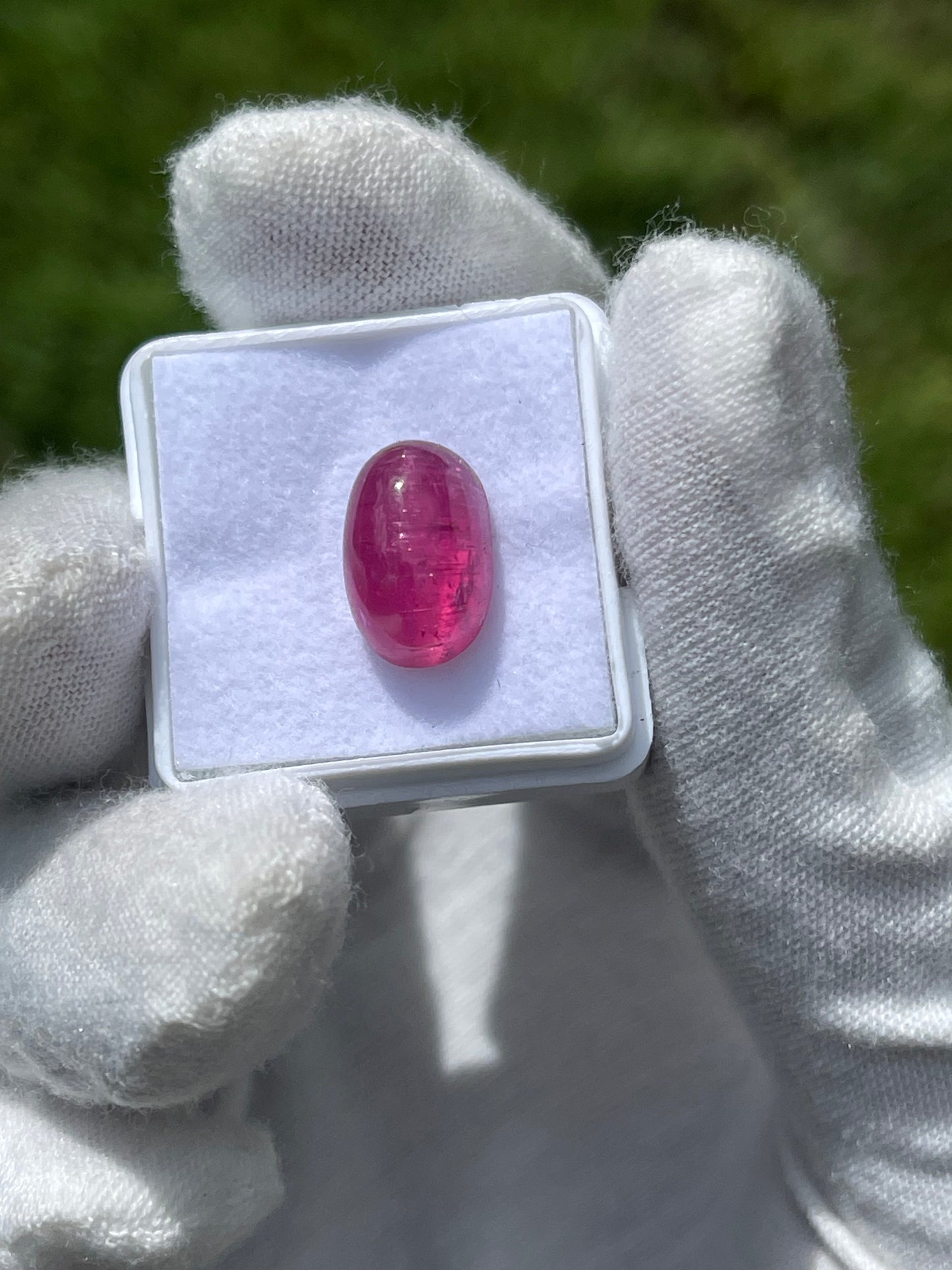 Exquisite 7.13 Carat CatsEye Rubellite Tourmaline Cabochon (13 x 8.3 x 6.7 MM)