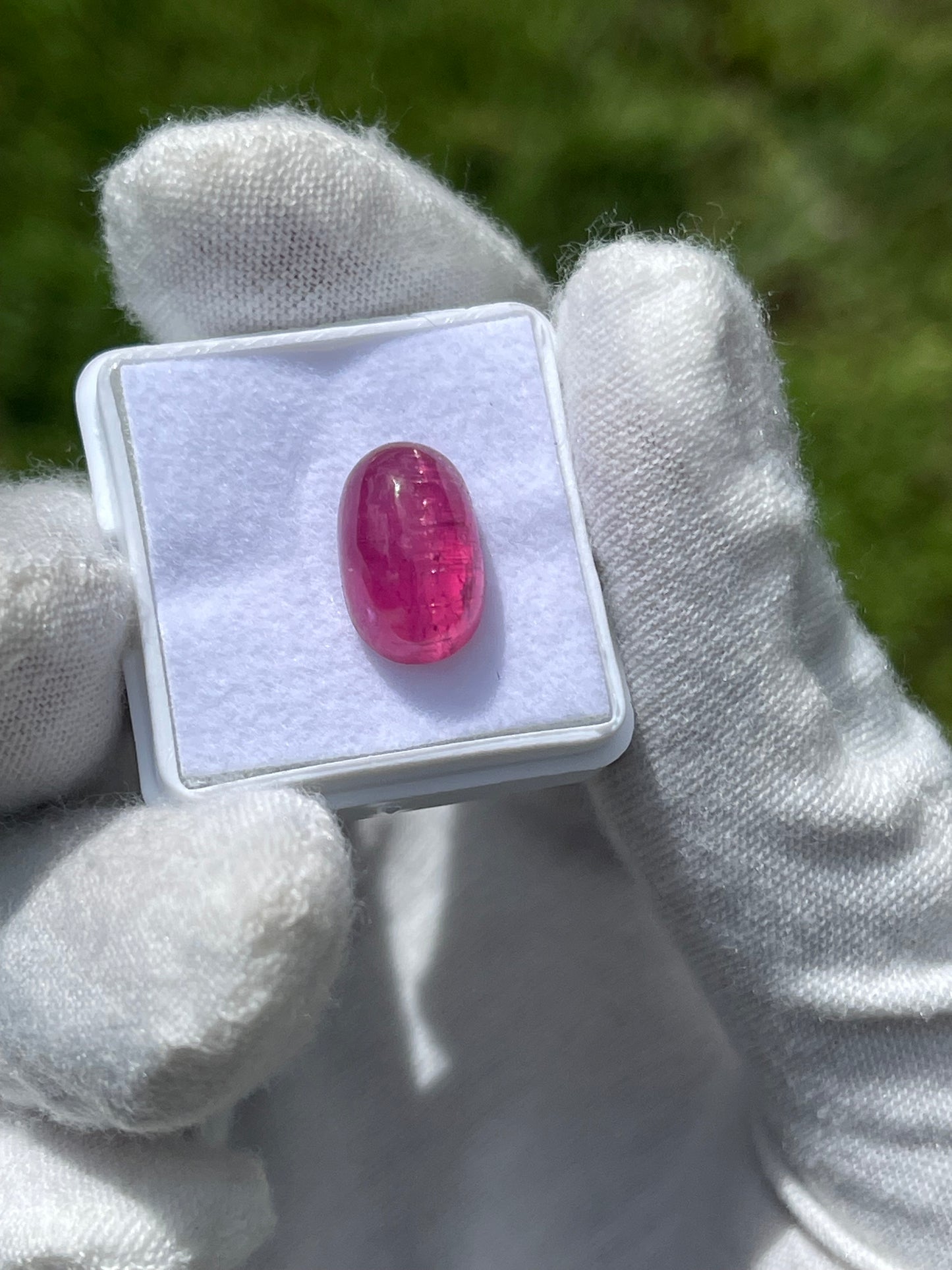 Exquisite 7.13 Carat CatsEye Rubellite Tourmaline Cabochon (13 x 8.3 x 6.7 MM)