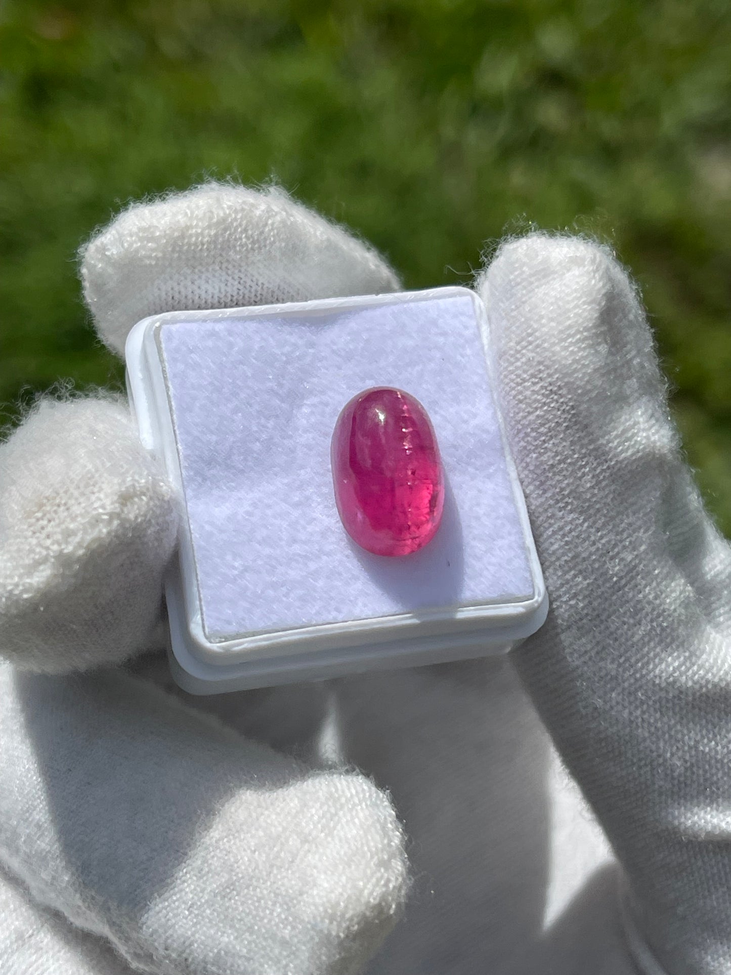 Exquisite 7.13 Carat CatsEye Rubellite Tourmaline Cabochon (13 x 8.3 x 6.7 MM)
