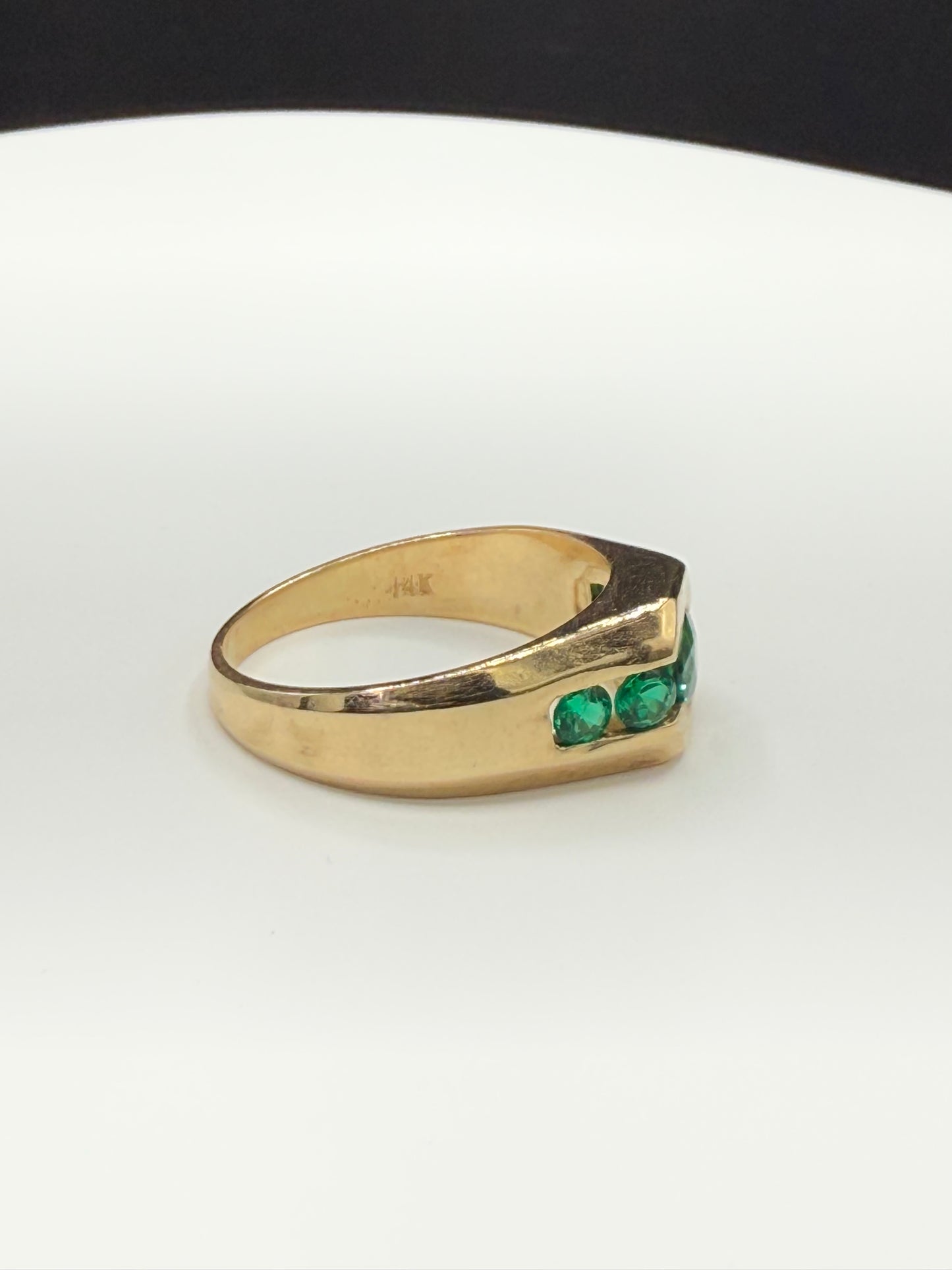 Natural Emerald 14k Yellow Gold Signet Ring (Size 9)