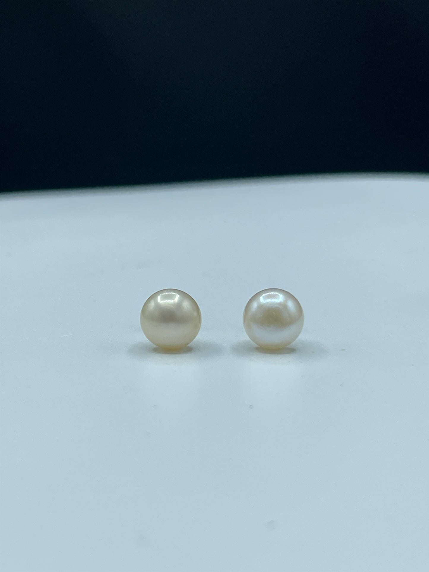 Natural Freshwater Pearl 14k Yellow Gold Stud Earrings | 7 MM Cultured Pearls | Handmade Quality | Solid 14k Gold Posts & Backings