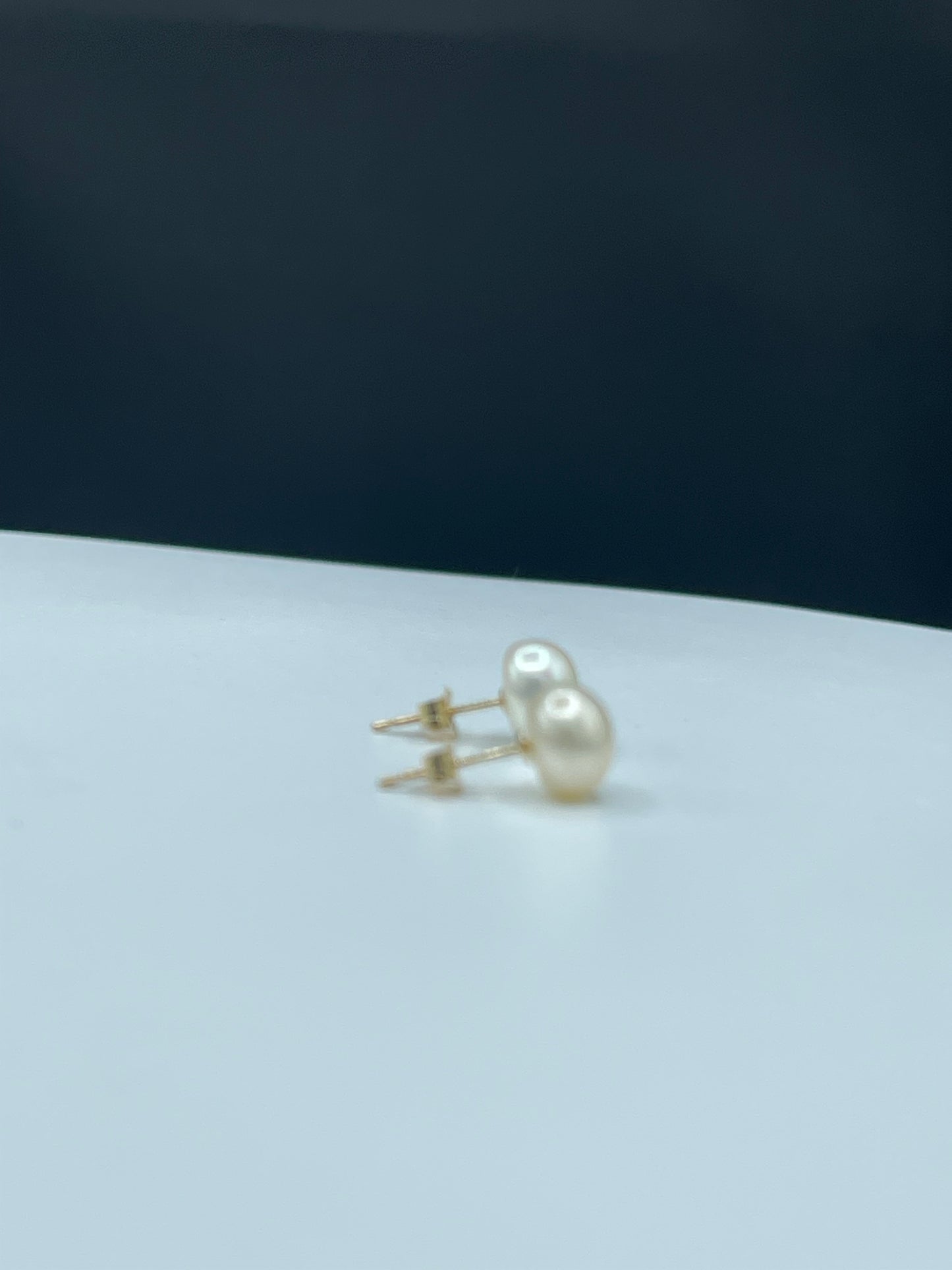 Natural Freshwater Pearl 14k Yellow Gold Stud Earrings | 7 MM Cultured Pearls | Handmade Quality | Solid 14k Gold Posts & Backings