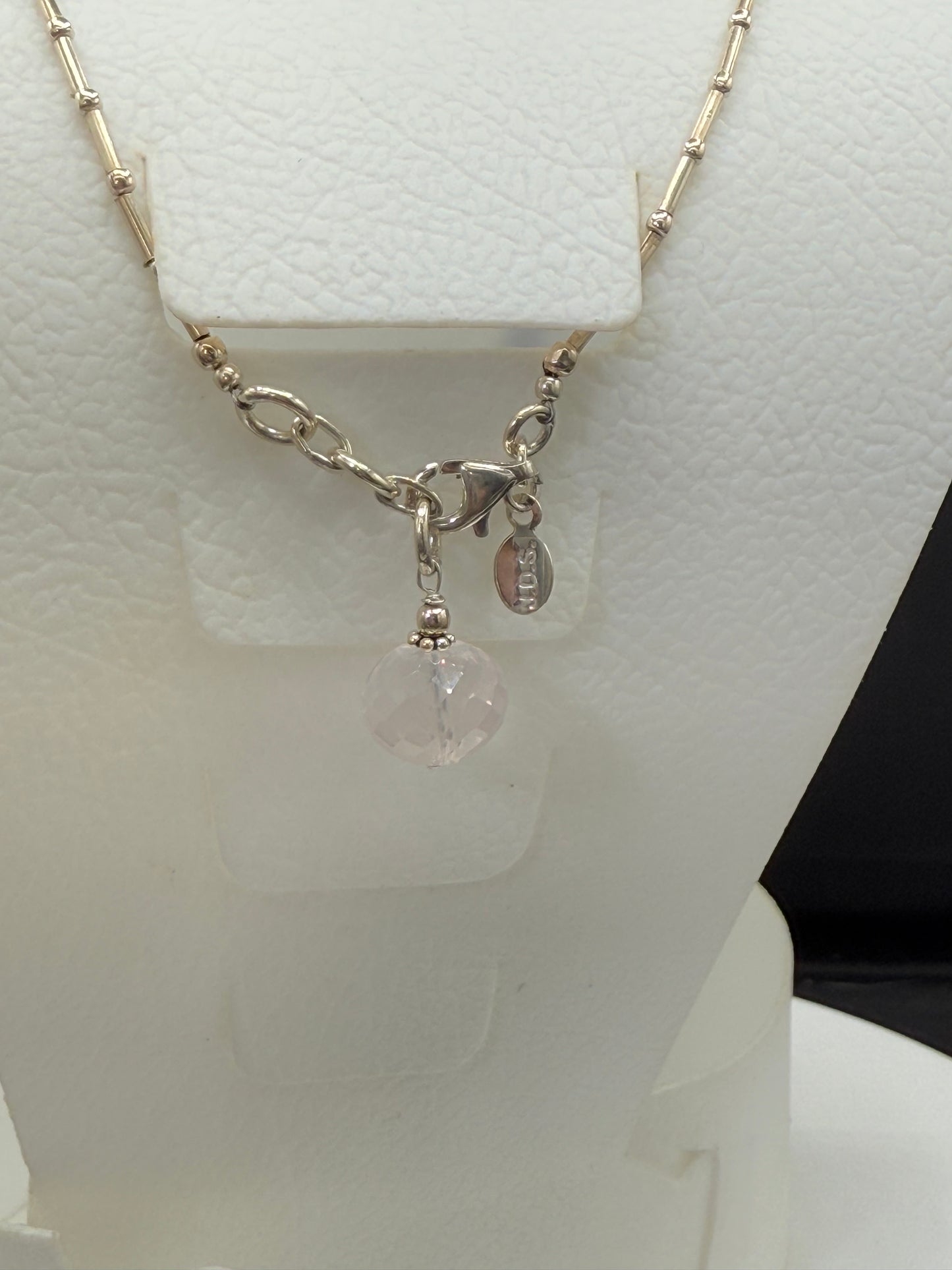Handmade Natural Amethyst & Rose Quartz Sterling Silver Adjustable Necklace
