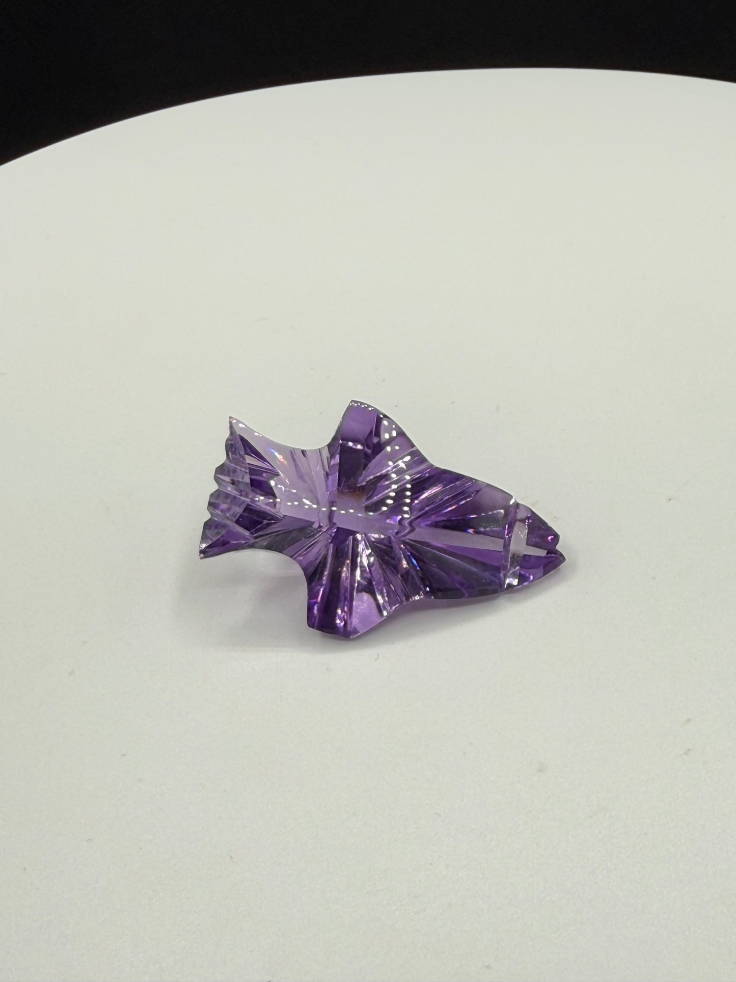 38.55 Carat Natural Amethyst Shark Cabochon, Custom Cut Internally Flawless Gemstone, 33.8x21.7x12.7 MM