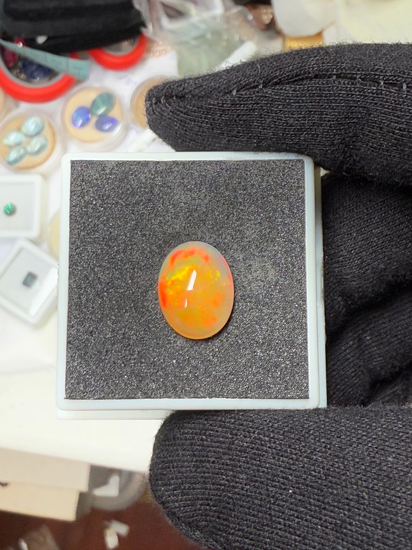 Natural Ethiopian Opal 3.15 Carat Oval Cabochon Cut Gemstone | 13.5 x 9.8 x 5.4 MM