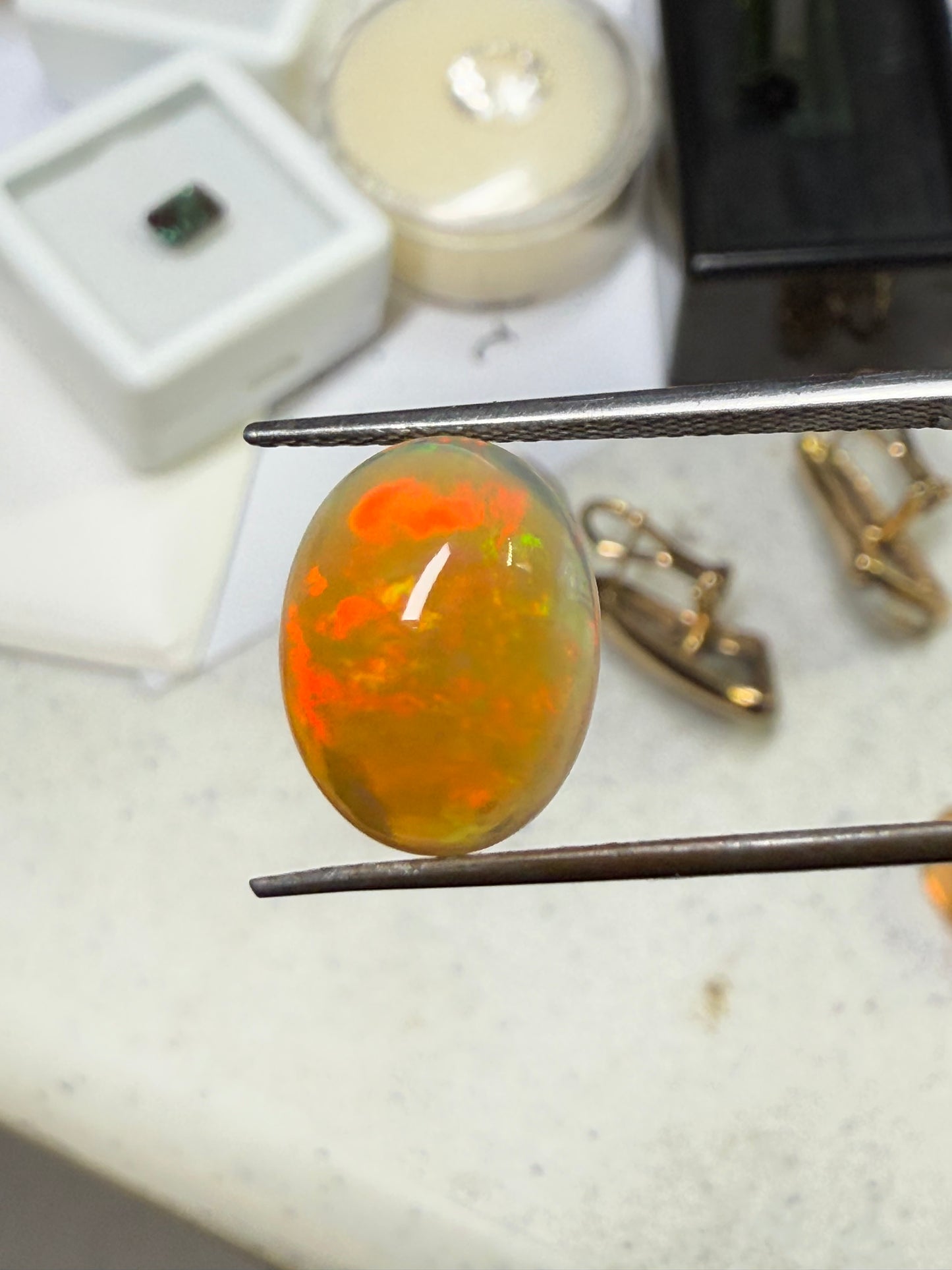 Natural Ethiopian Opal 3.15 Carat Oval Cabochon Cut Gemstone | 13.5 x 9.8 x 5.4 MM