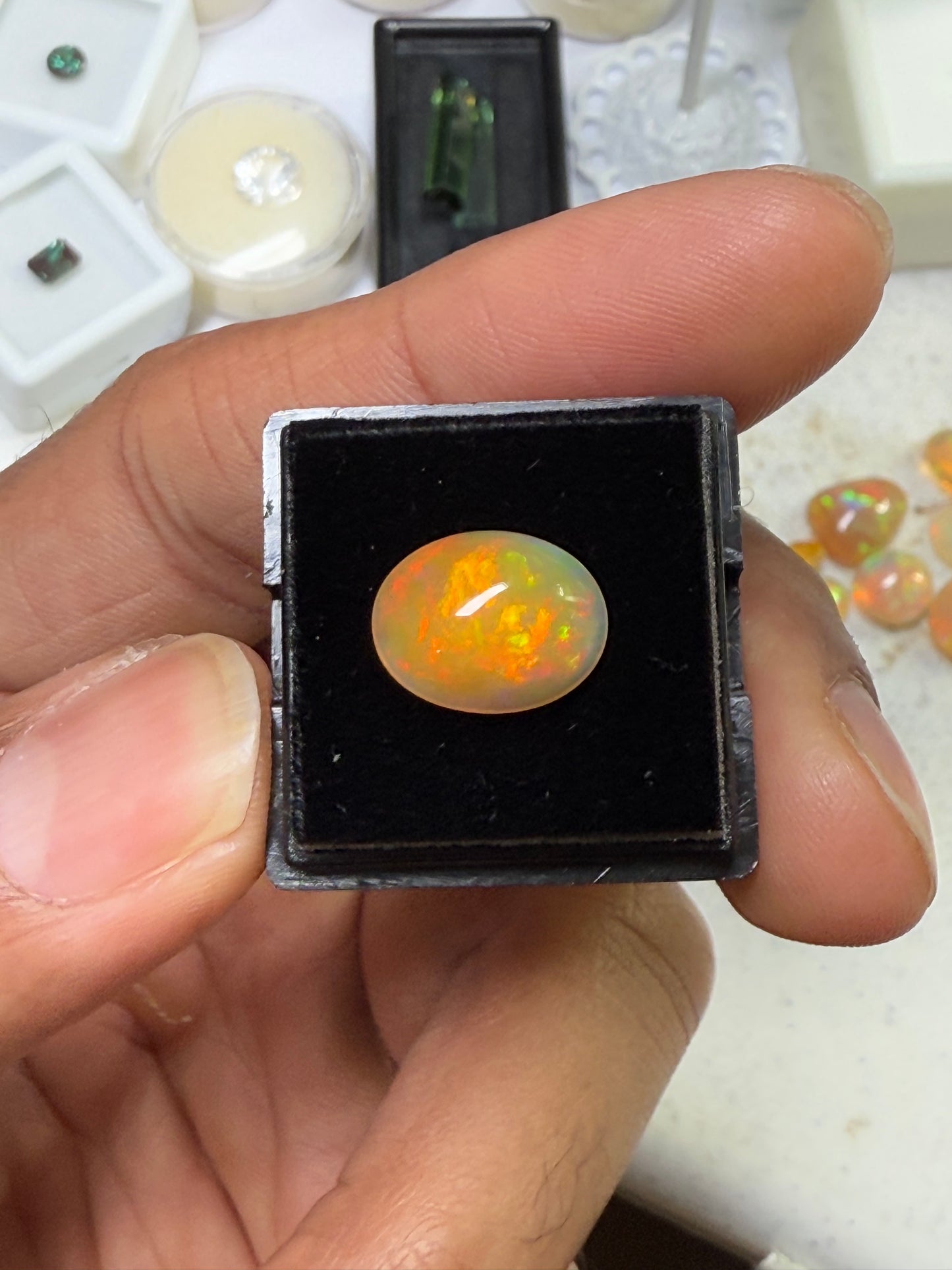 Natural Ethiopian Opal 3.15 Carat Oval Cabochon Cut Gemstone | 13.5 x 9.8 x 5.4 MM