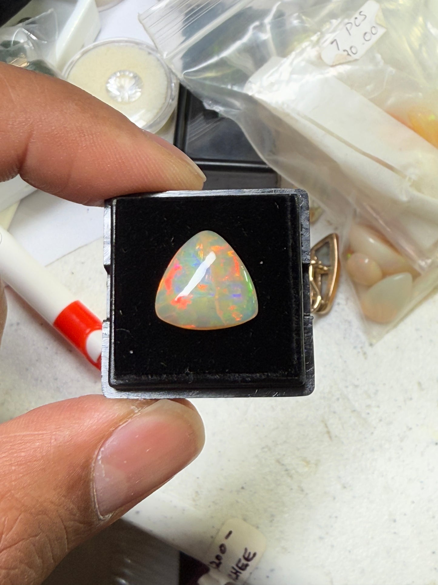3.00 Carat Natural Ethiopian Opal Trillion Cut Cabochon Loose Gemstone