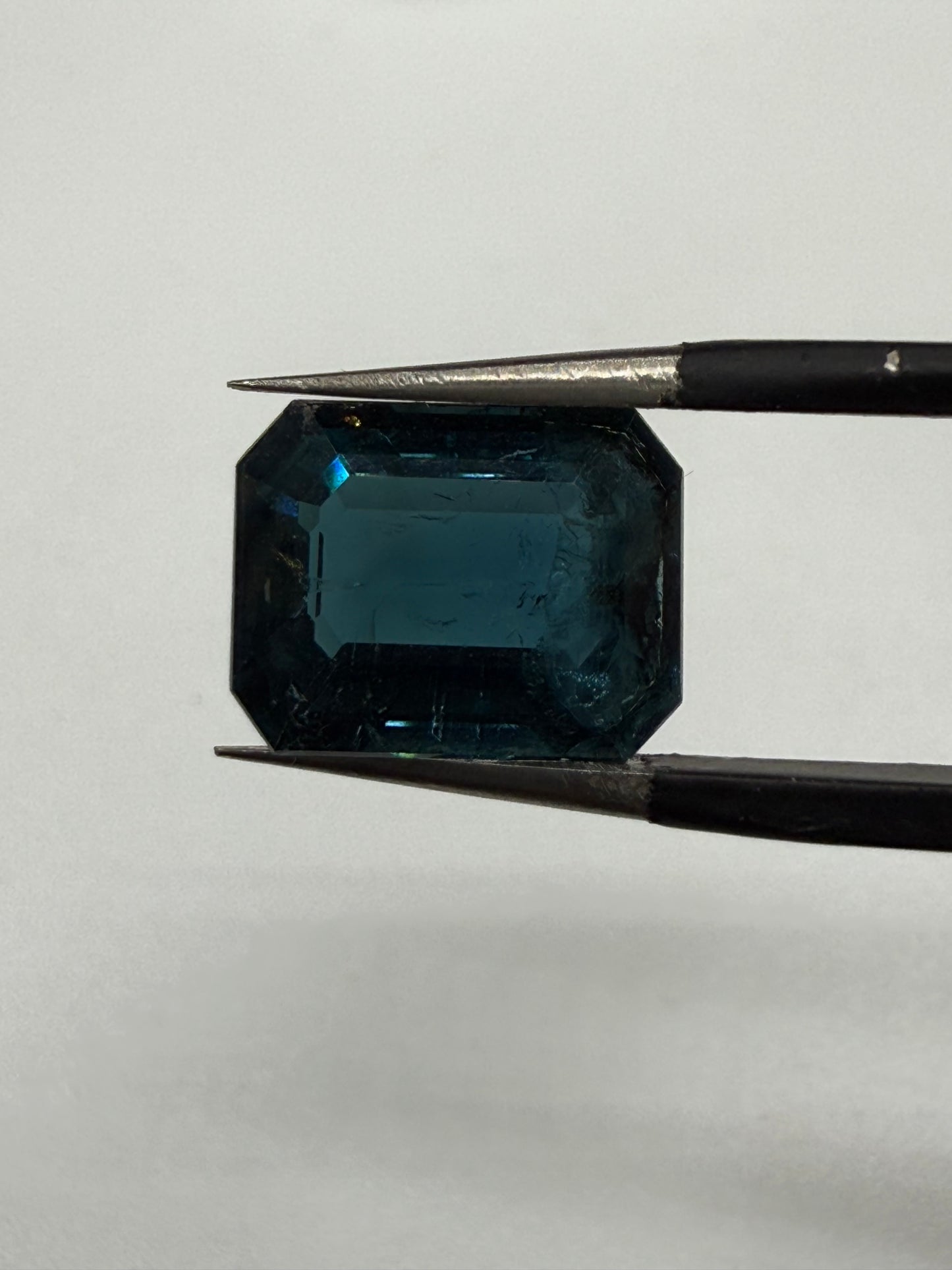 2.94 Carat Natural Indicolite Tourmaline Emerald Cut Loose Gemstone | Deep Teal Color | 9.8 x 7.7 MM