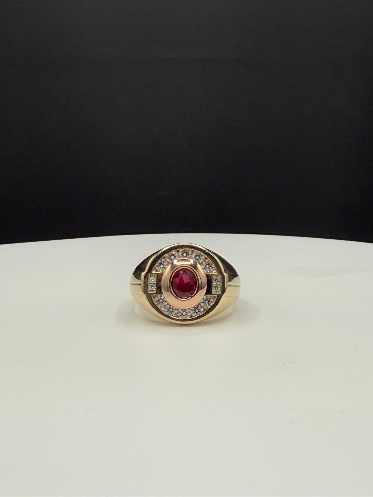 Natural Ruby & Diamond Men’s Ring - 14k Yellow Gold | 1.02ct Ruby + 0.85ct VS1-VS2 G Diamonds | Size 10