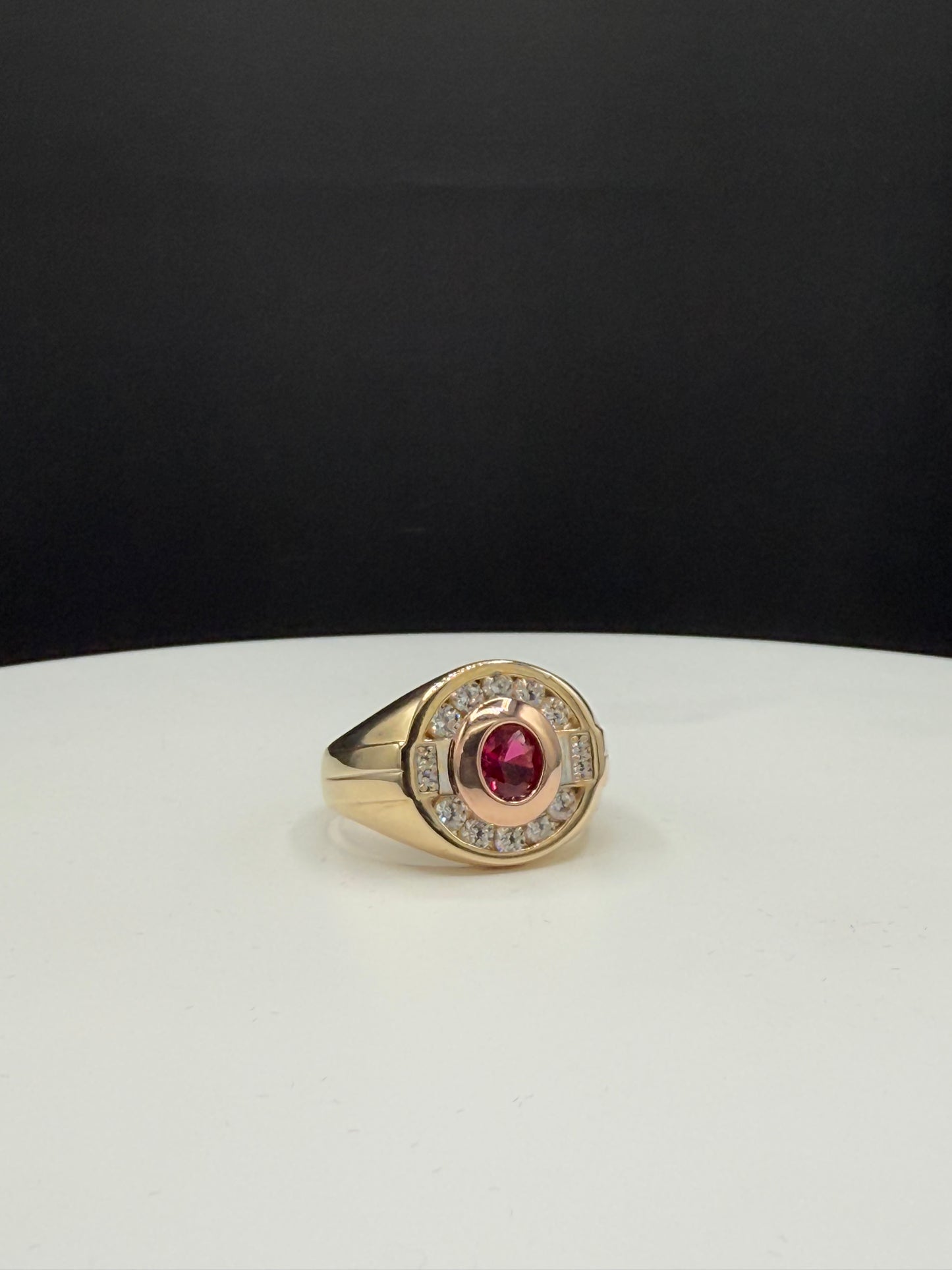 Natural Ruby & Diamond Men’s Ring - 14k Yellow Gold | 1.02ct Ruby + 0.85ct VS1-VS2 G Diamonds | Size 10