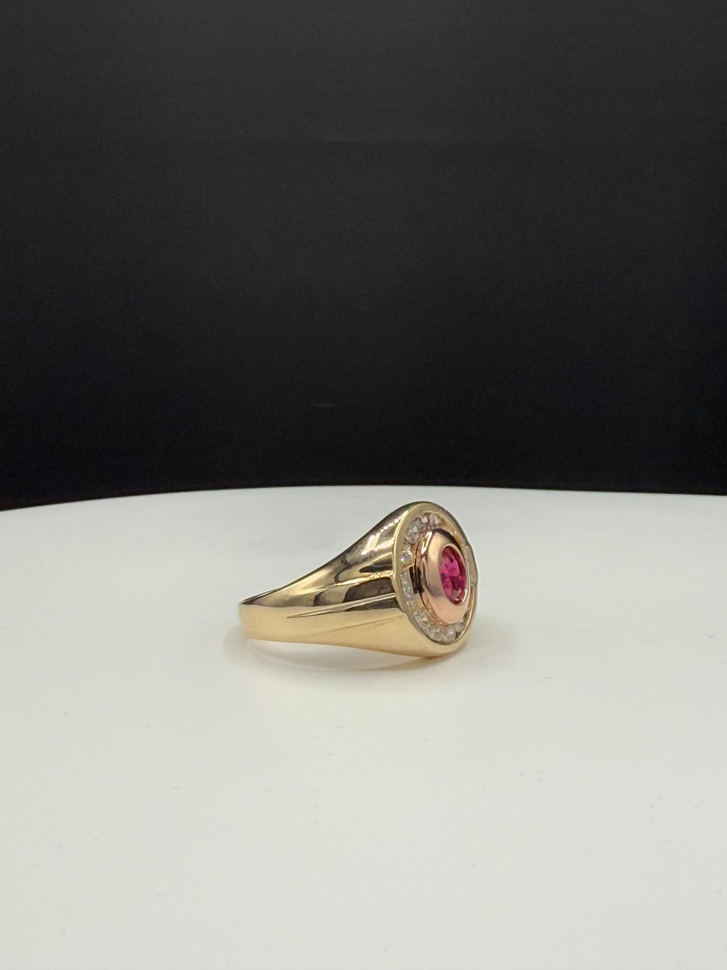 Natural Ruby & Diamond Men’s Ring - 14k Yellow Gold | 1.02ct Ruby + 0.85ct VS1-VS2 G Diamonds | Size 10