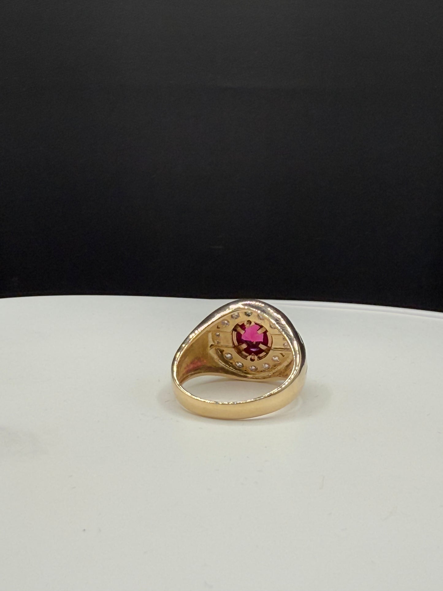 Natural Ruby & Diamond Men’s Ring - 14k Yellow Gold | 1.02ct Ruby + 0.85ct VS1-VS2 G Diamonds | Size 10