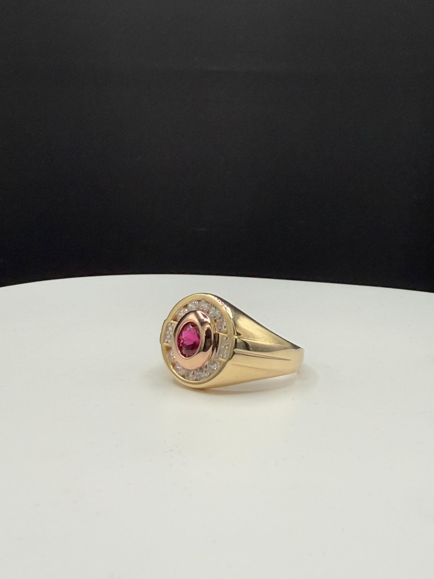 Natural Ruby & Diamond Men’s Ring - 14k Yellow Gold | 1.02ct Ruby + 0.85ct VS1-VS2 G Diamonds | Size 10