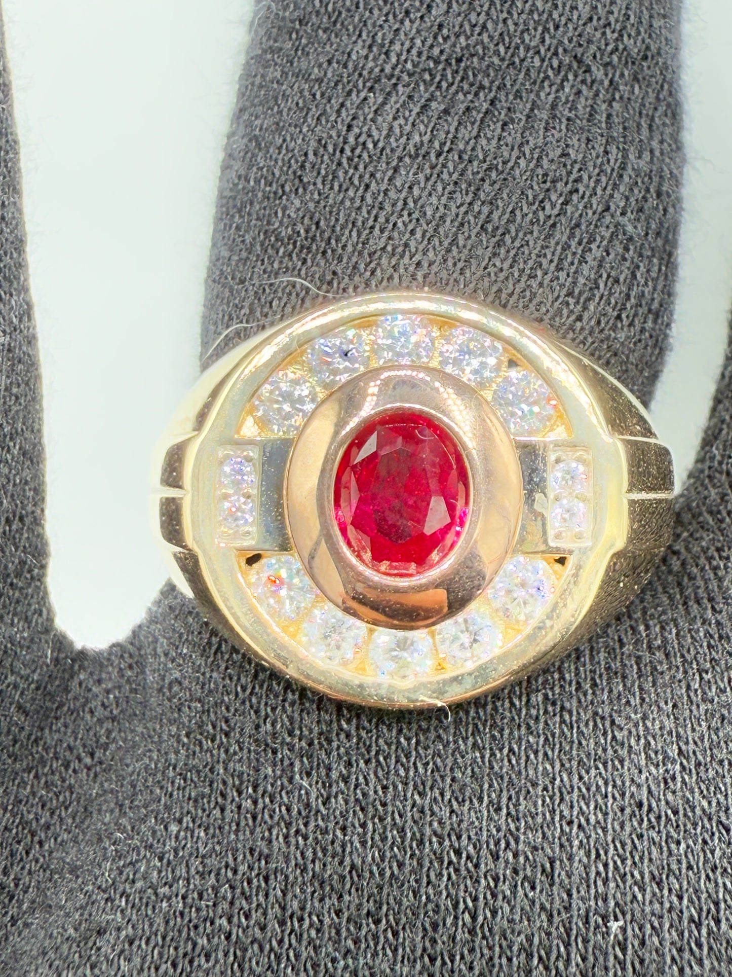 Natural Ruby & Diamond Men’s Ring - 14k Yellow Gold | 1.02ct Ruby + 0.85ct VS1-VS2 G Diamonds | Size 10