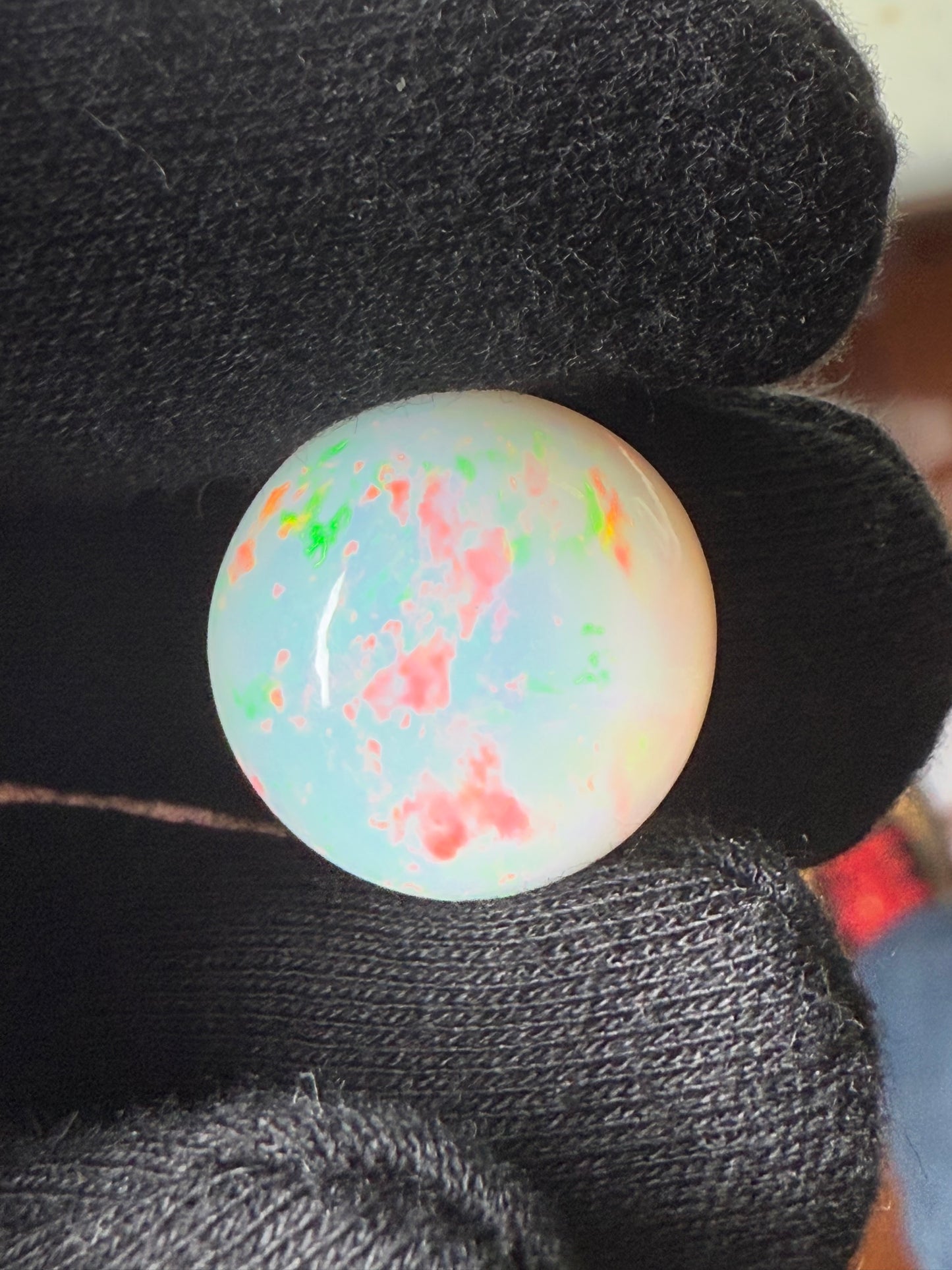 20.24 Carat Natural Ethiopian Opal Round Cabochon – Fiery Play-of-Color | 17.8 MM Loose Gemstone