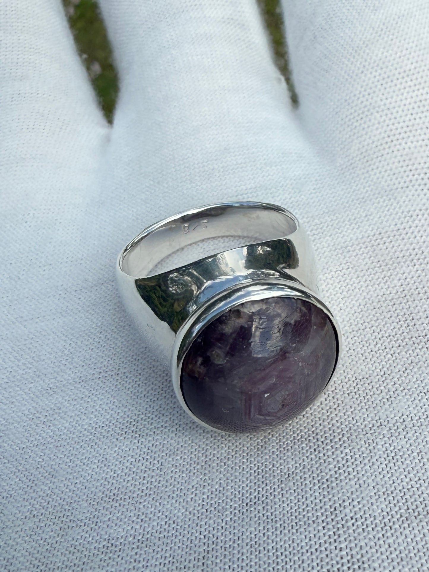 Natural Purple Star Sapphire Sterling Silver Ring – Handmade, Unisex, Size 7.25