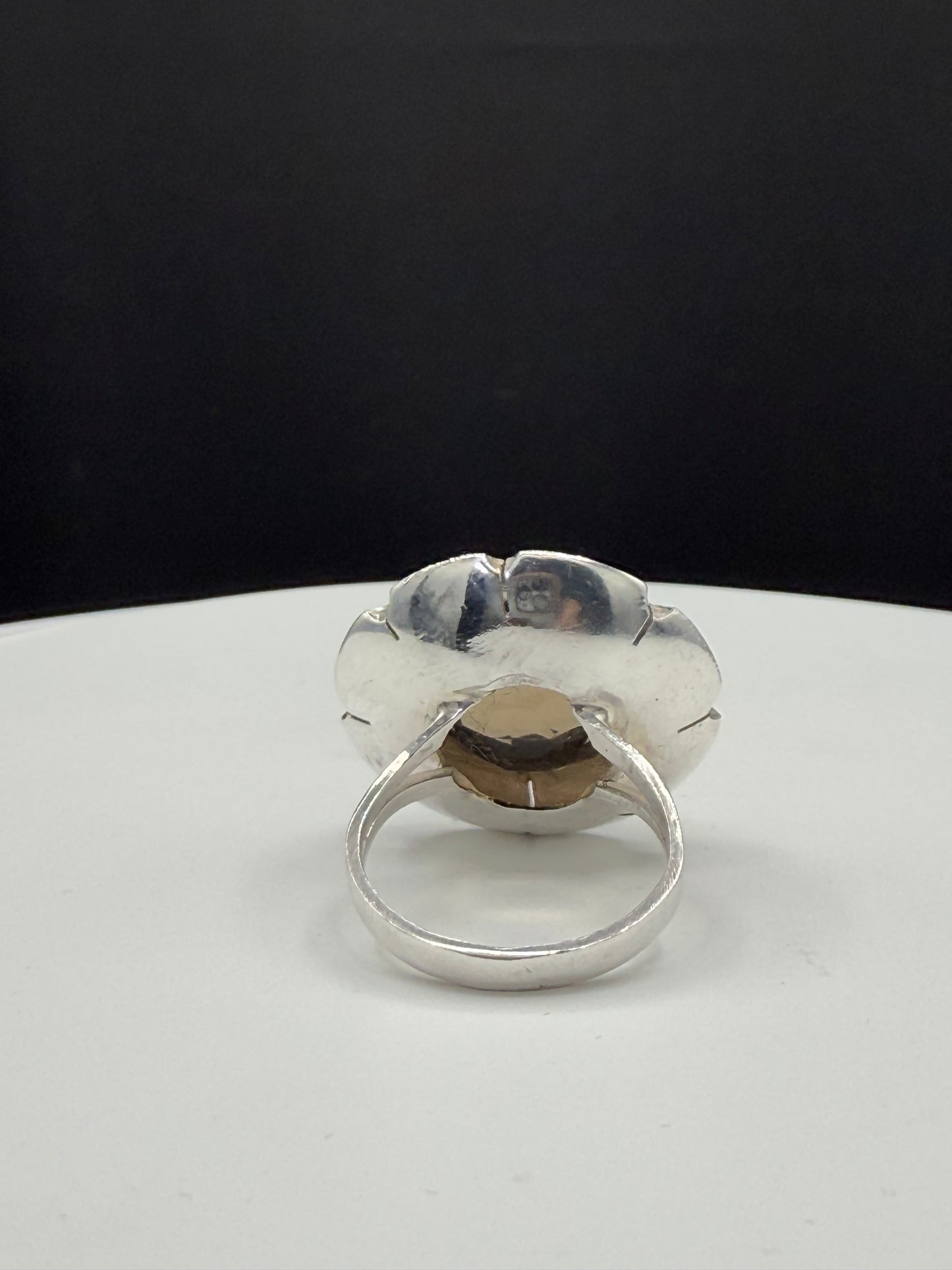 Handmade Natural Smoky Quartz Sterling Silver Cocktail Ring - Artsy Statement Jewelry - Size 8.25