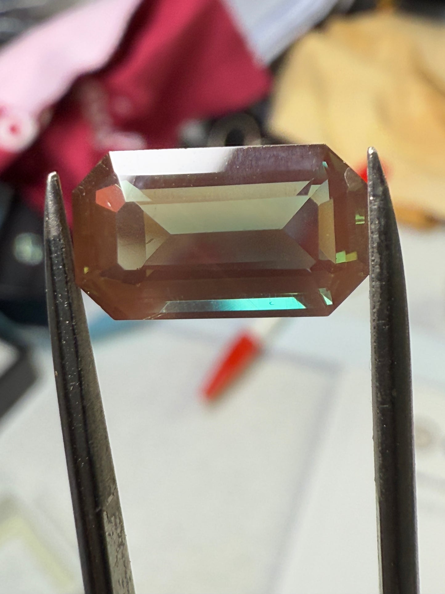 4.20 Carat Natural Andesine Labradorite Emerald Cut Loose Gemstone | Color Shifting Green to Red