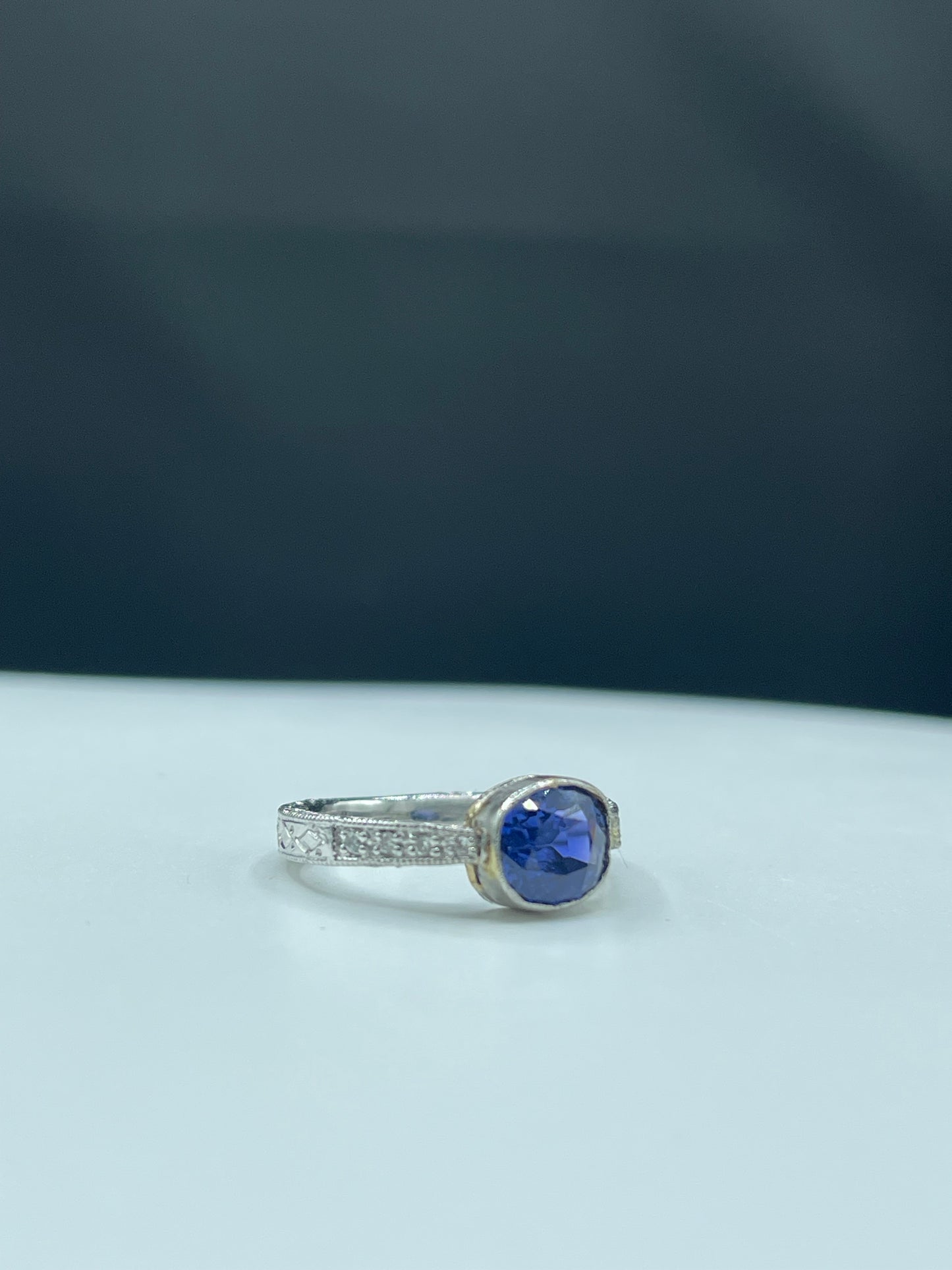 GIA Certified 2.21 Carat Unheated Blue-Violet Color Change Sapphire & Diamond Engagement Platinum Ring (Size 7)