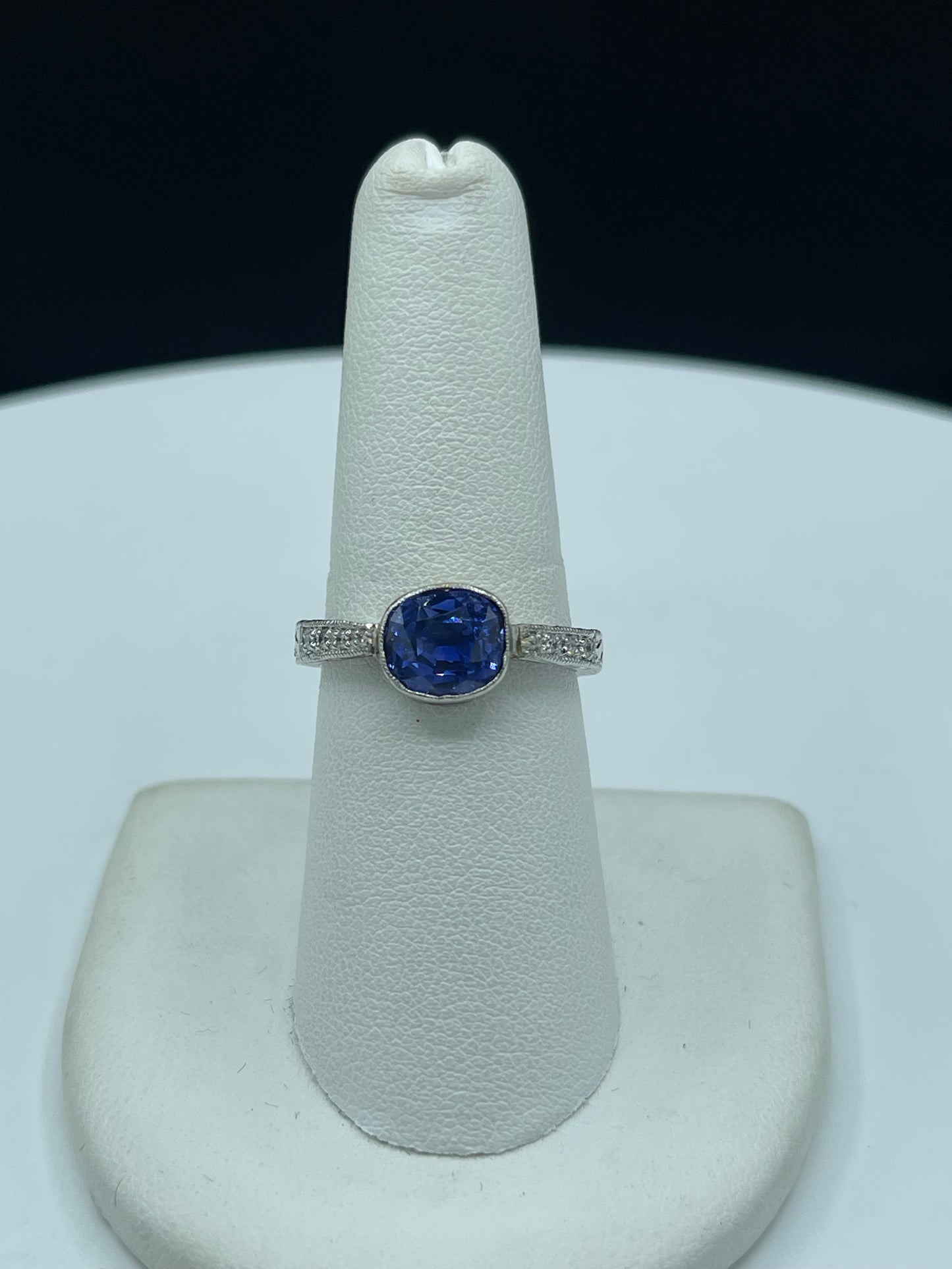 GIA Certified 2.21 Carat Unheated Blue-Violet Color Change Sapphire & Diamond Engagement Platinum Ring (Size 7)