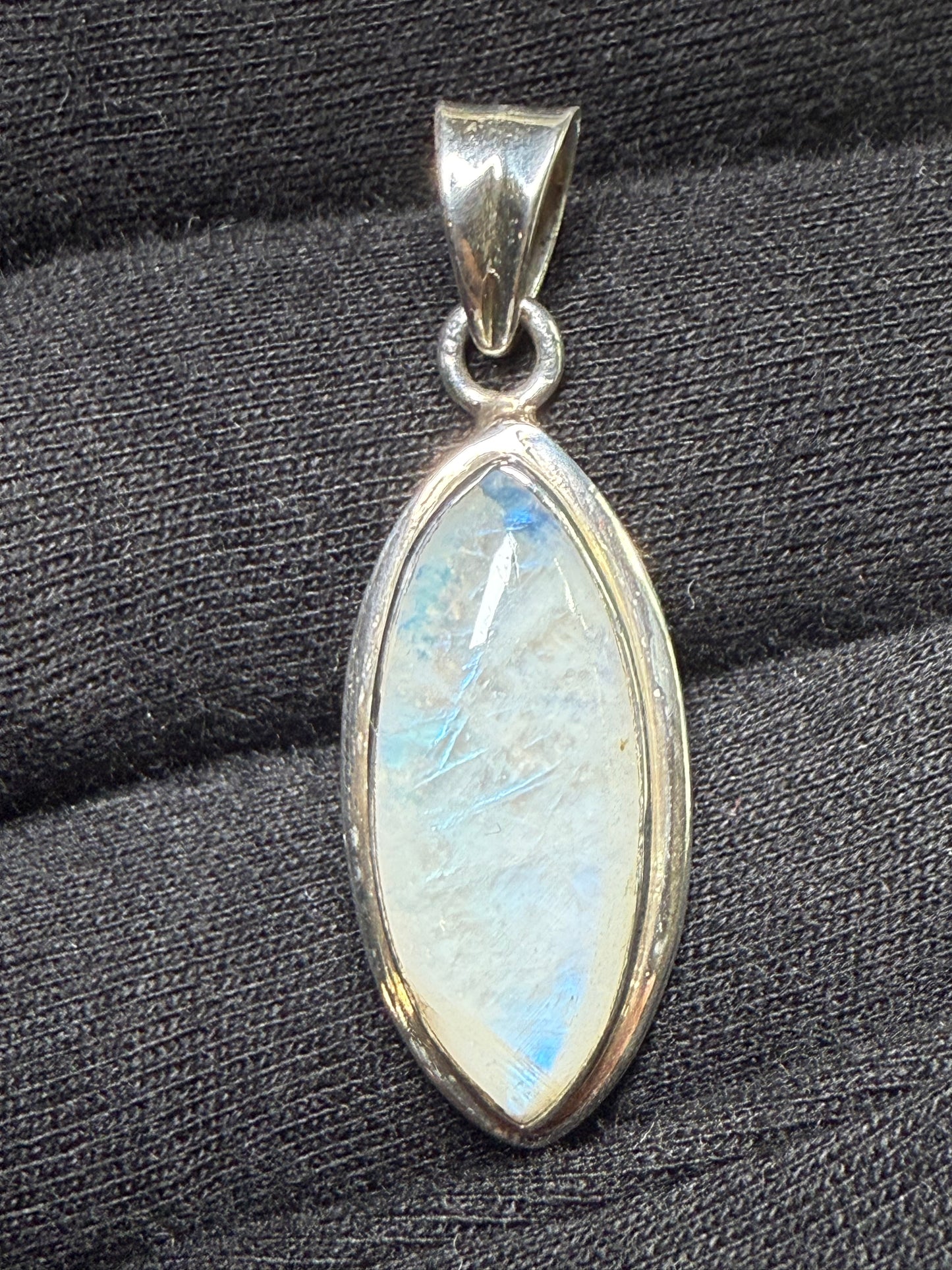 Natural Rainbow Moonstone Sterling Silver Pendant
