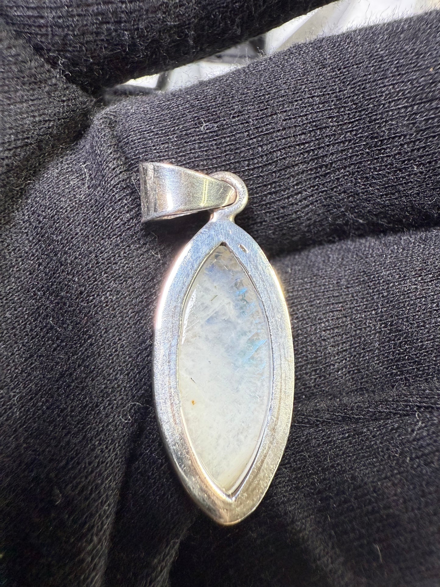 Natural Rainbow Moonstone Sterling Silver Pendant
