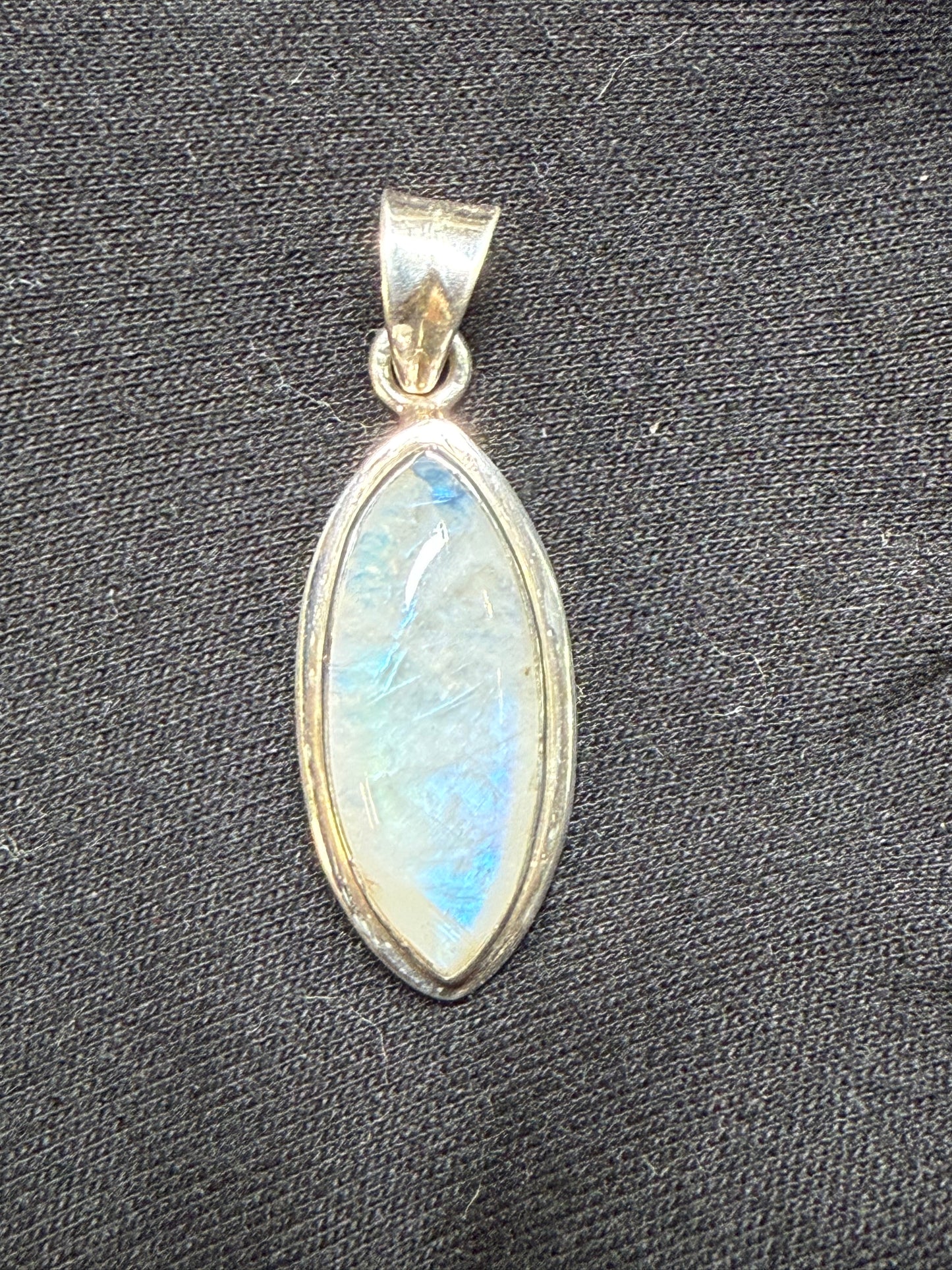 Natural Rainbow Moonstone Sterling Silver Pendant