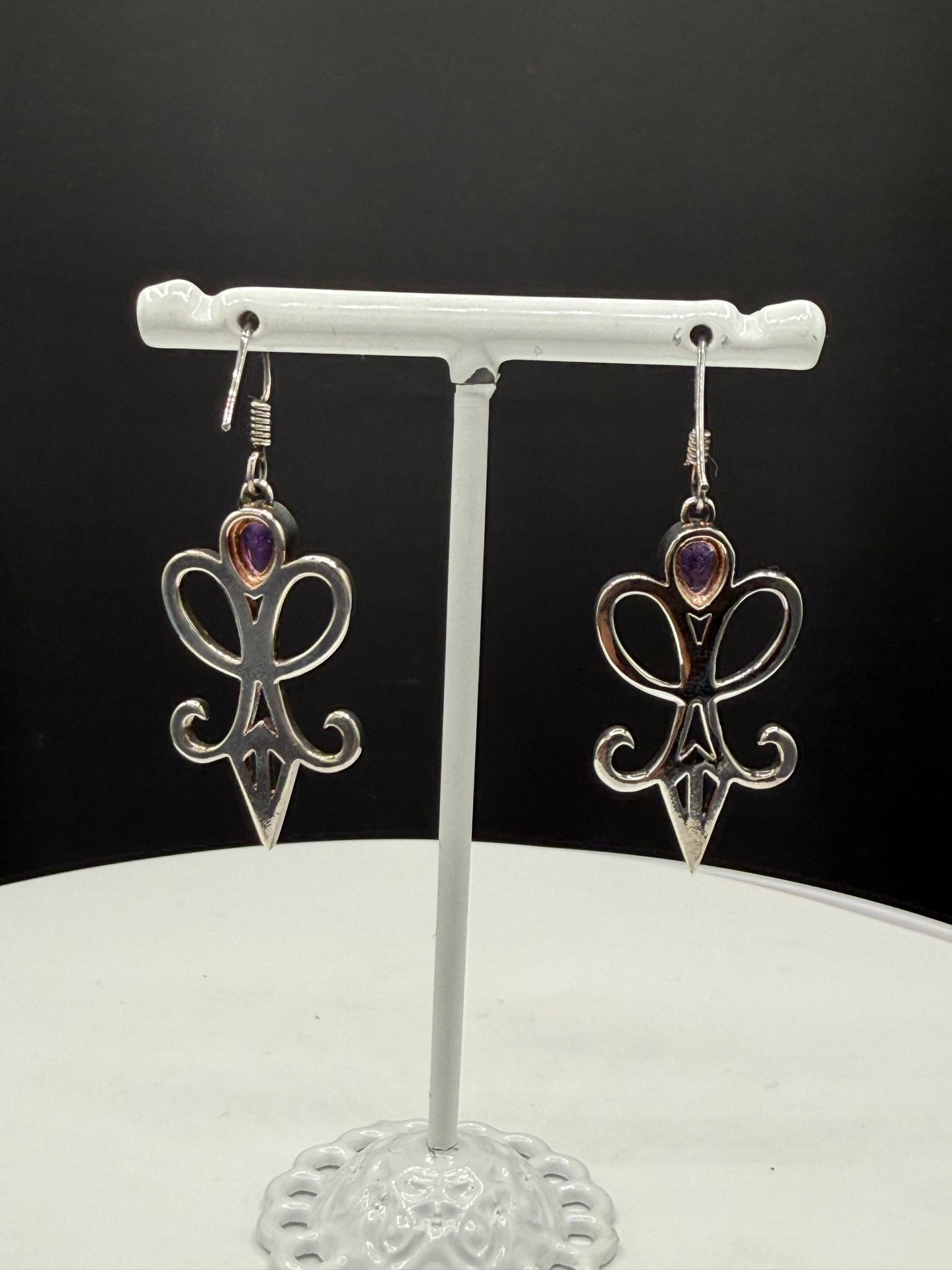 Handmade Natural Amethyst Sterling Silver Dangle Earrings – Designer Earrings