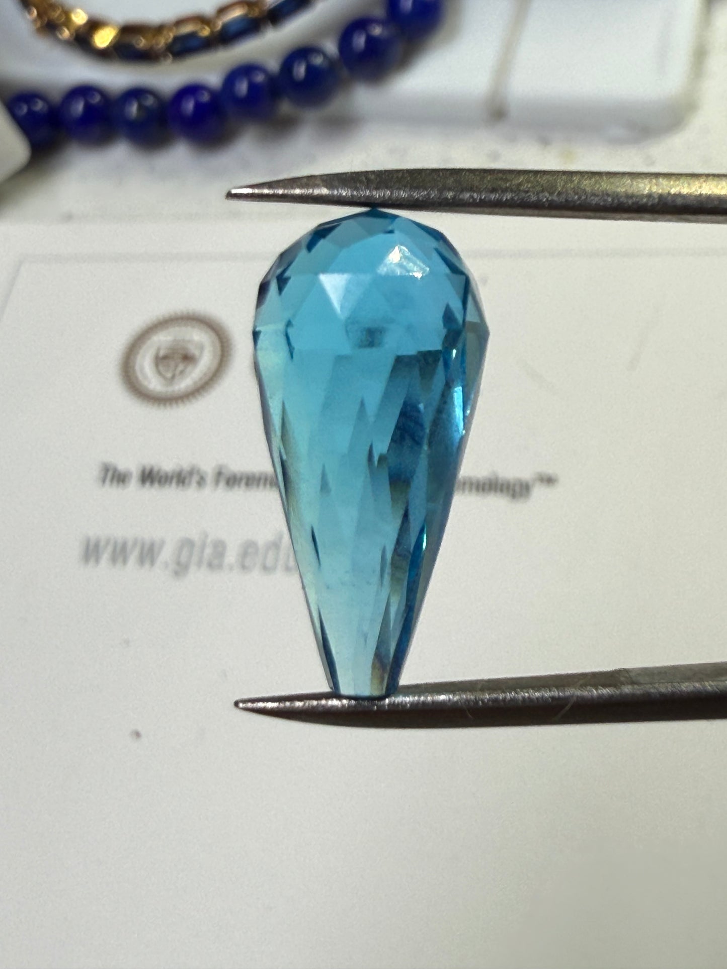 Natural Super Swiss Blue Topaz Briolette Cut Loose Gemstone | 18.4 x 8.8 MM