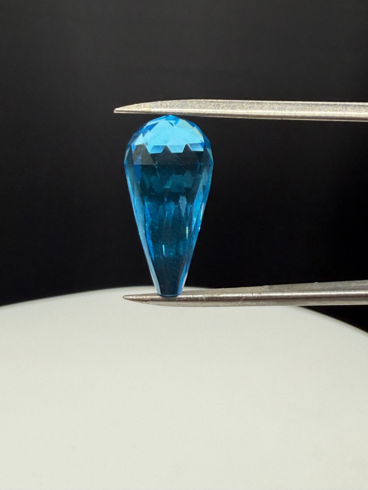 Natural Super Swiss Blue Topaz Briolette Cut Loose Gemstone | 18.4 x 8.8 MM