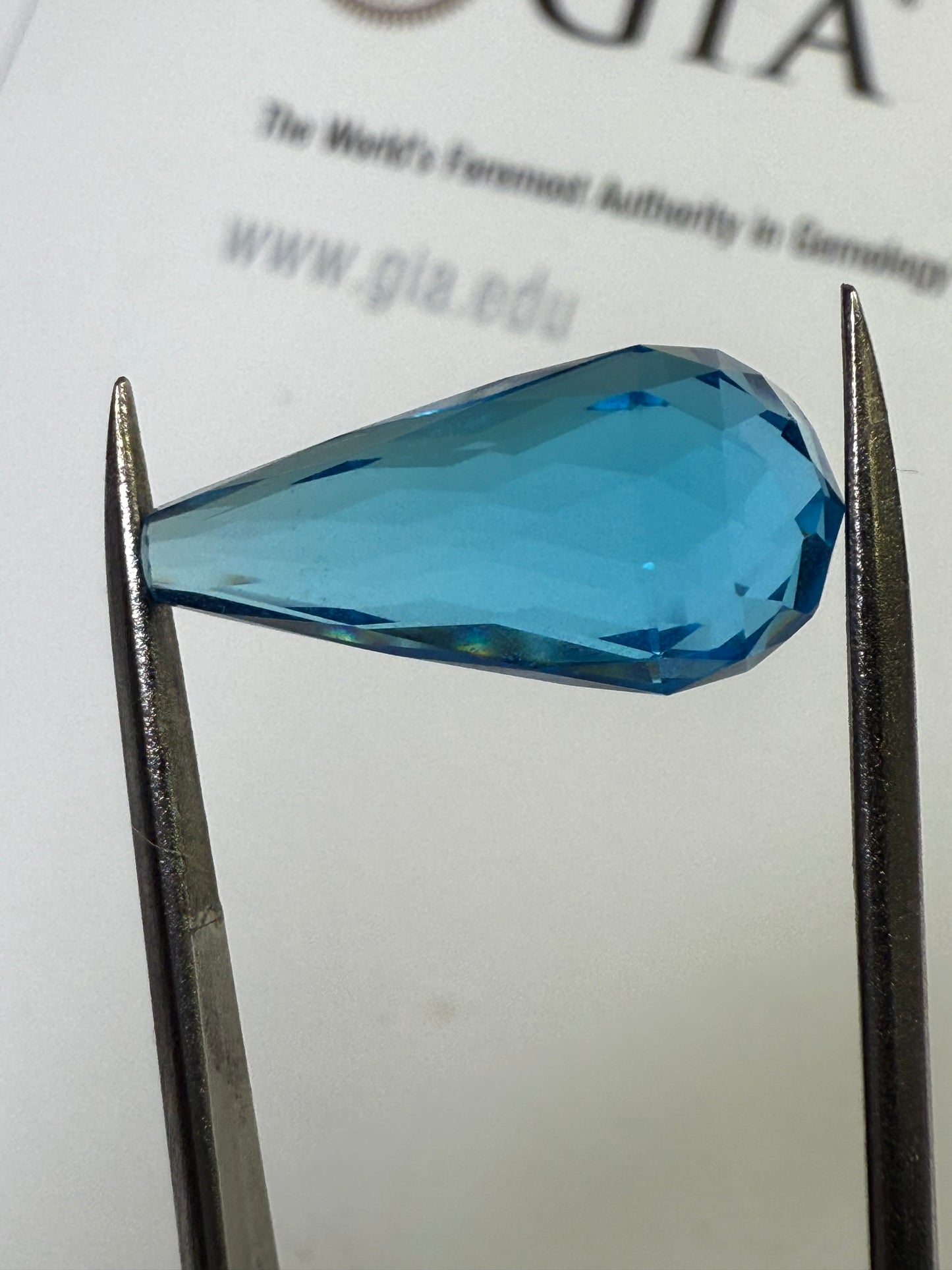 Natural Super Swiss Blue Topaz Briolette Cut Loose Gemstone | 18.4 x 8.8 MM