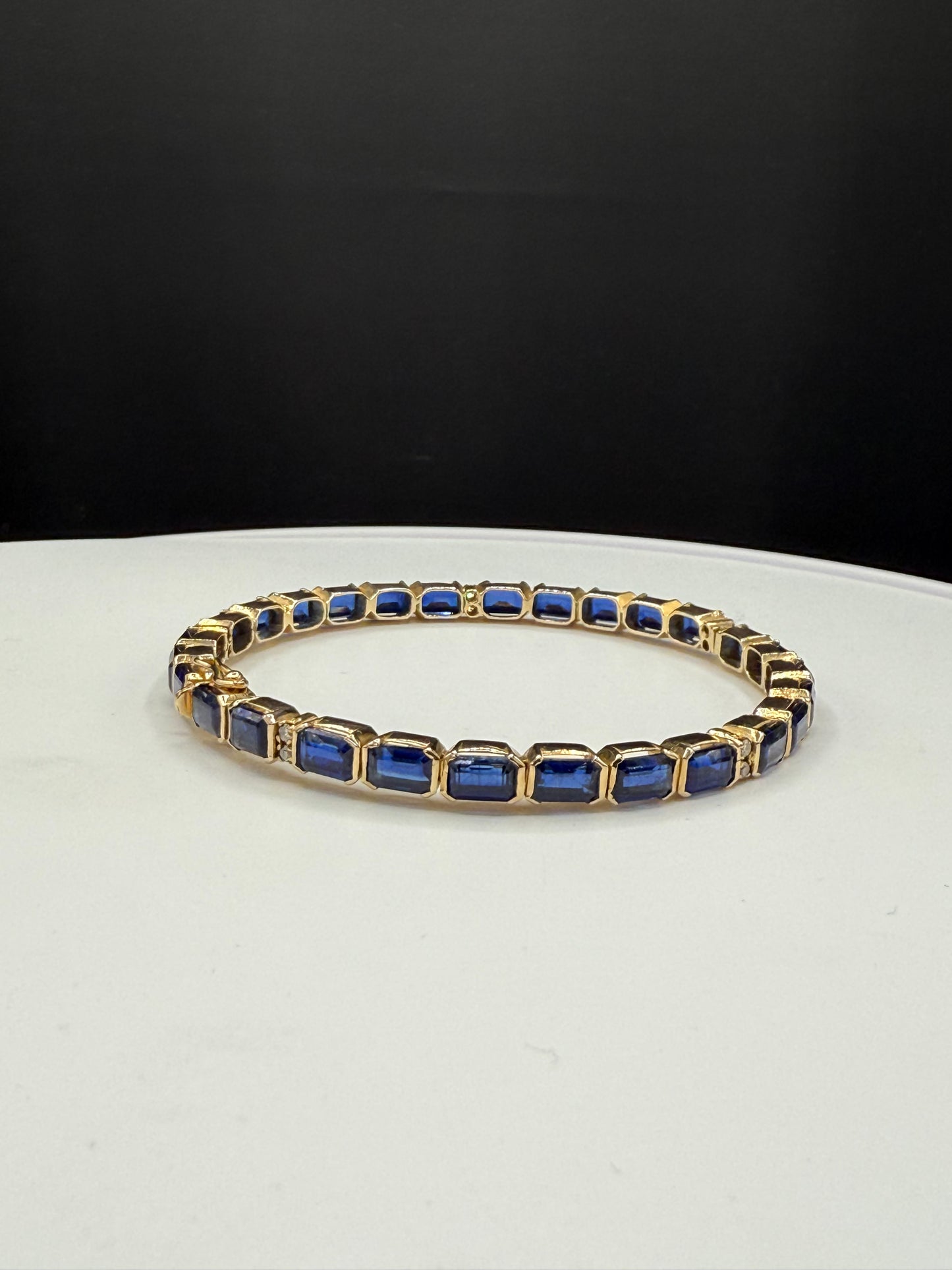 Natural Kyanite & Diamond 18K Yellow Gold Bangle Bracelet