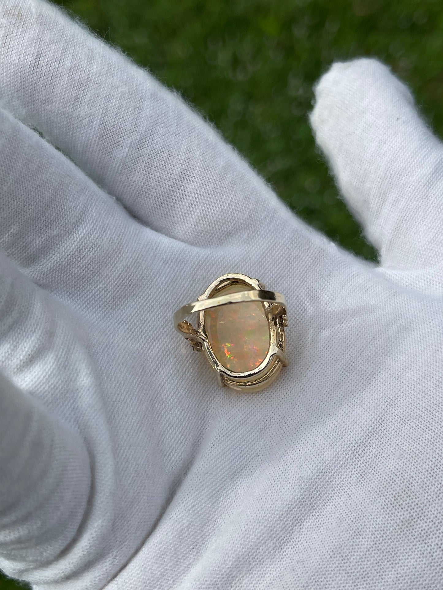 Natural Ethiopian Opal Solid 14k Yellow Gold Ring | Handmade, Size 6.5
