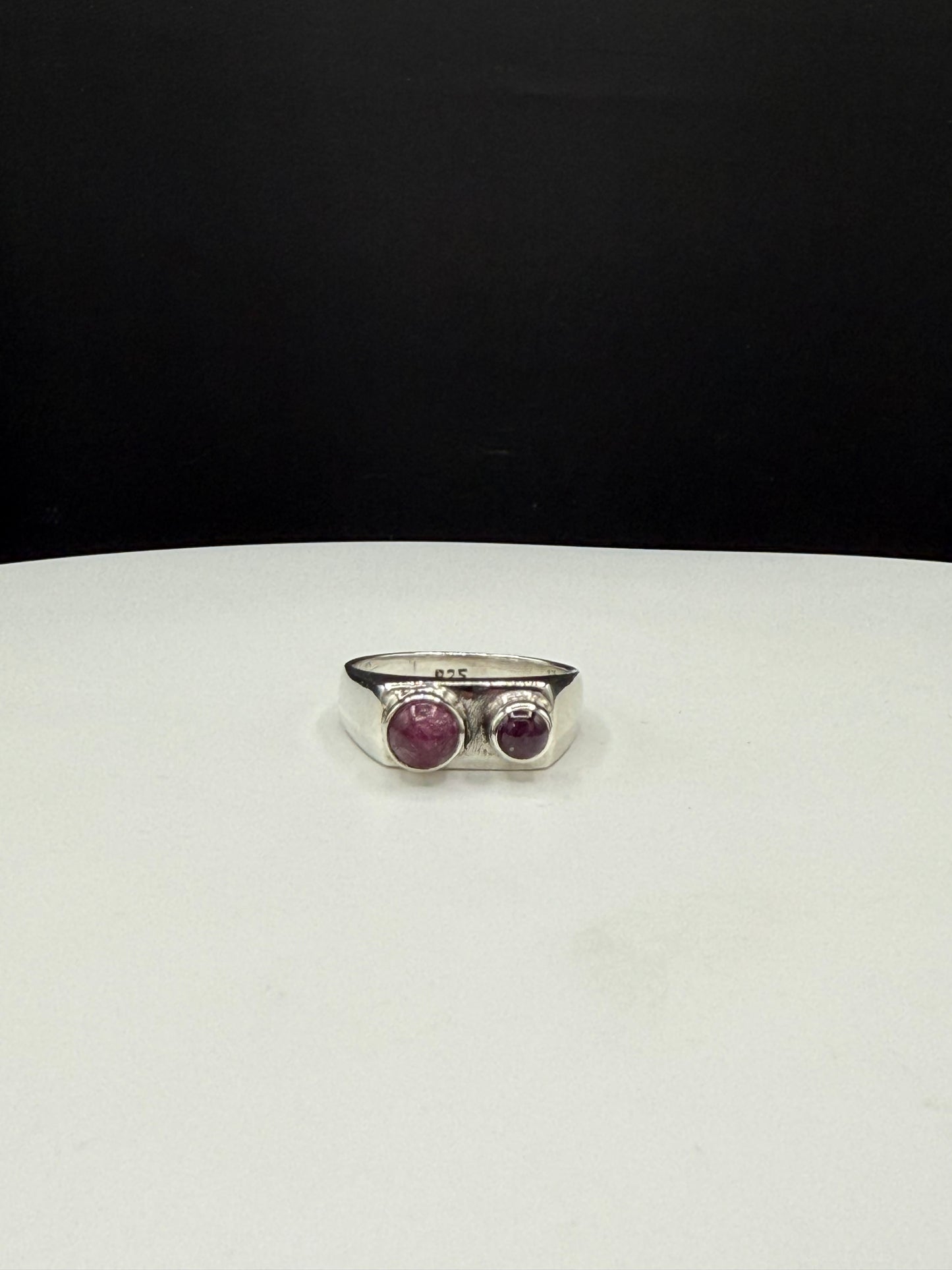 Vintage Natural Ruby Sterling Silver Ring | Handmade Unisex Size 8.75
