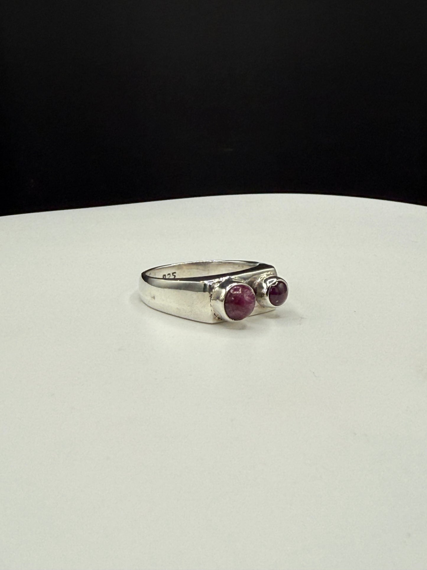 Vintage Natural Ruby Sterling Silver Ring | Handmade Unisex Size 8.75