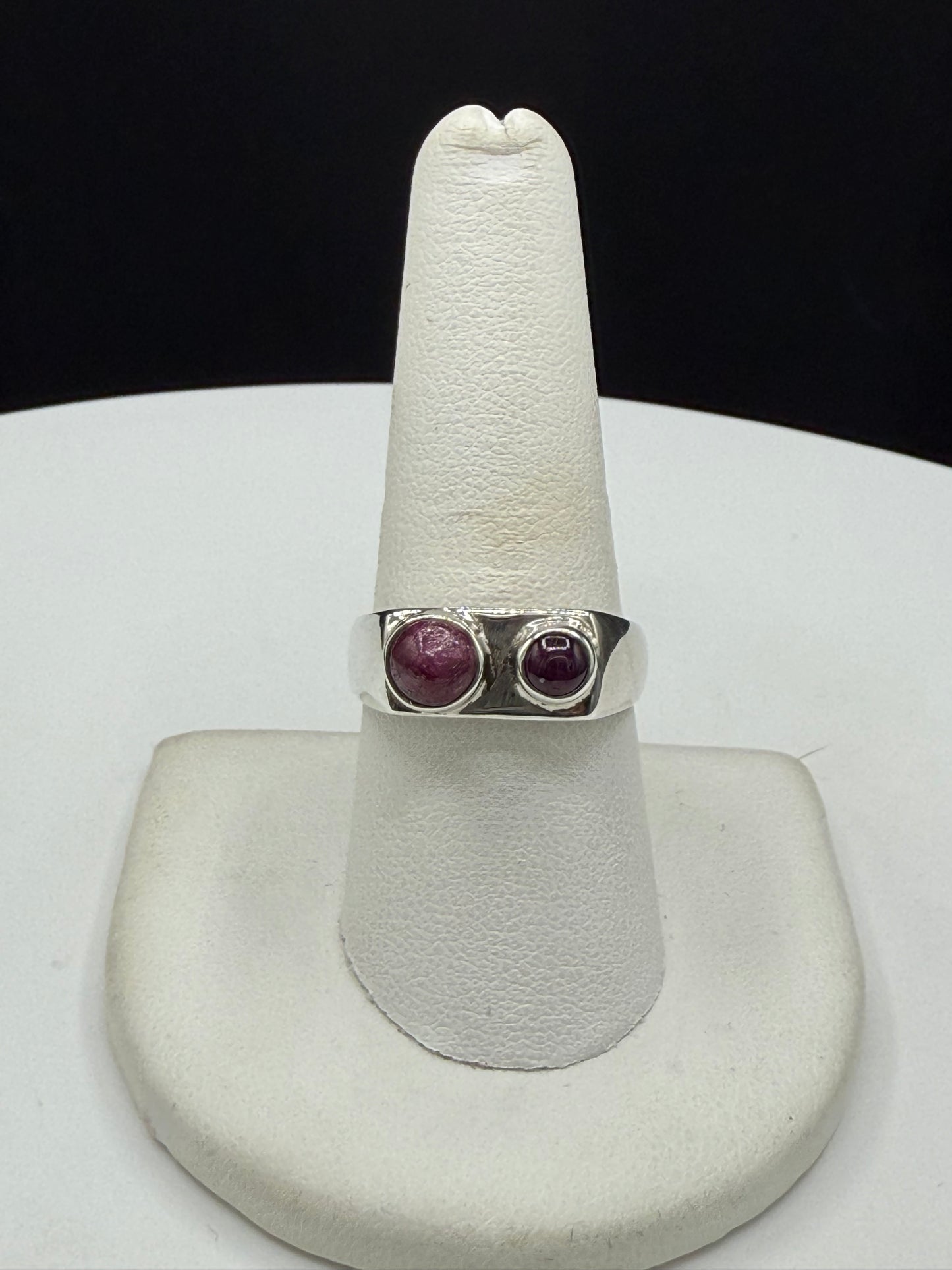Vintage Natural Ruby Sterling Silver Ring | Handmade Unisex Size 8.75