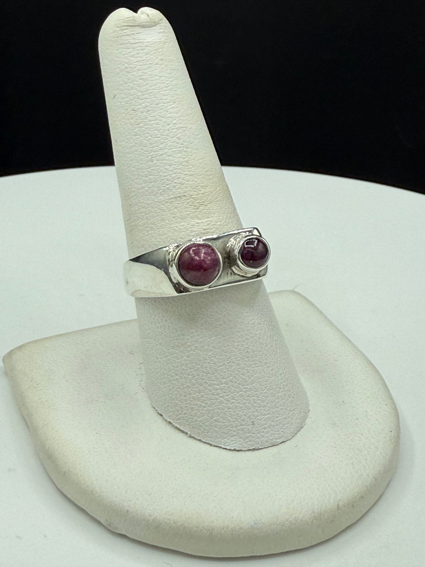 Vintage Natural Ruby Sterling Silver Ring | Handmade Unisex Size 8.75