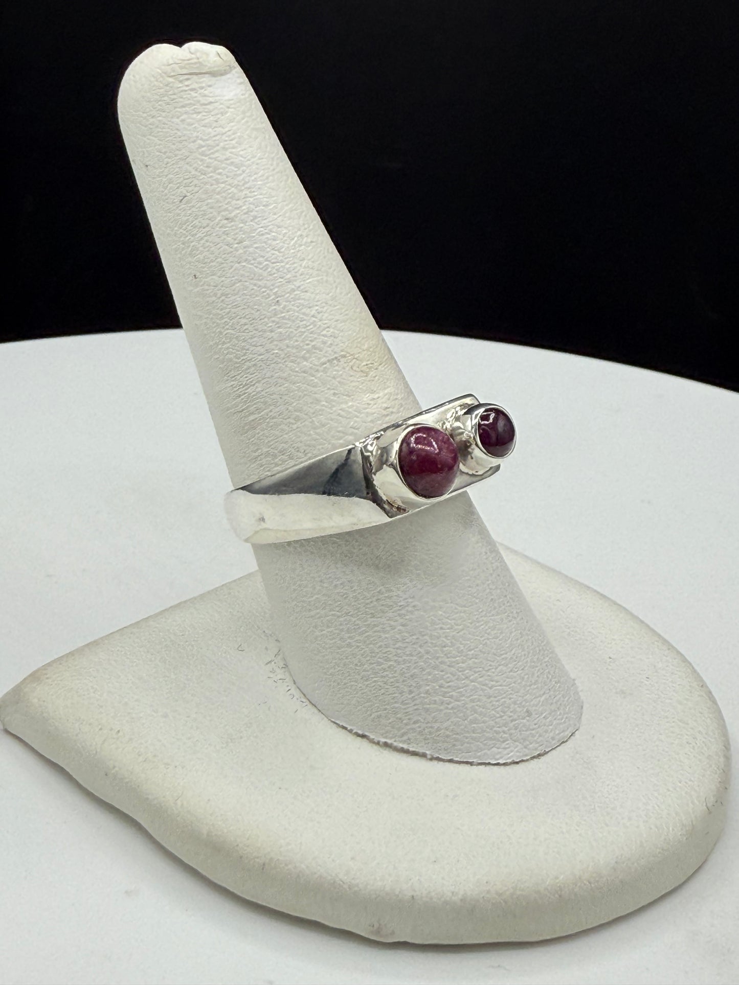 Vintage Natural Ruby Sterling Silver Ring | Handmade Unisex Size 8.75