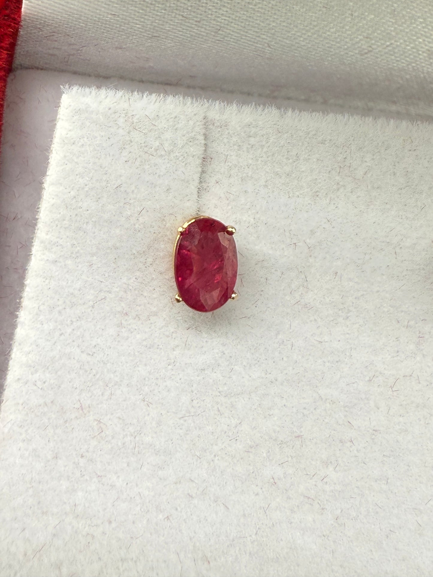 Natural Ruby 14k Yellow Gold Stud Earrings | 1.25 CTW | Oval 6x4mm