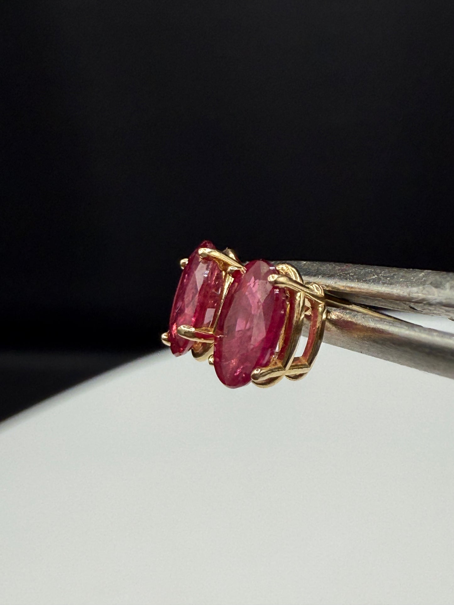 Natural Ruby 14k Yellow Gold Stud Earrings | 1.25 CTW | Oval 6x4mm