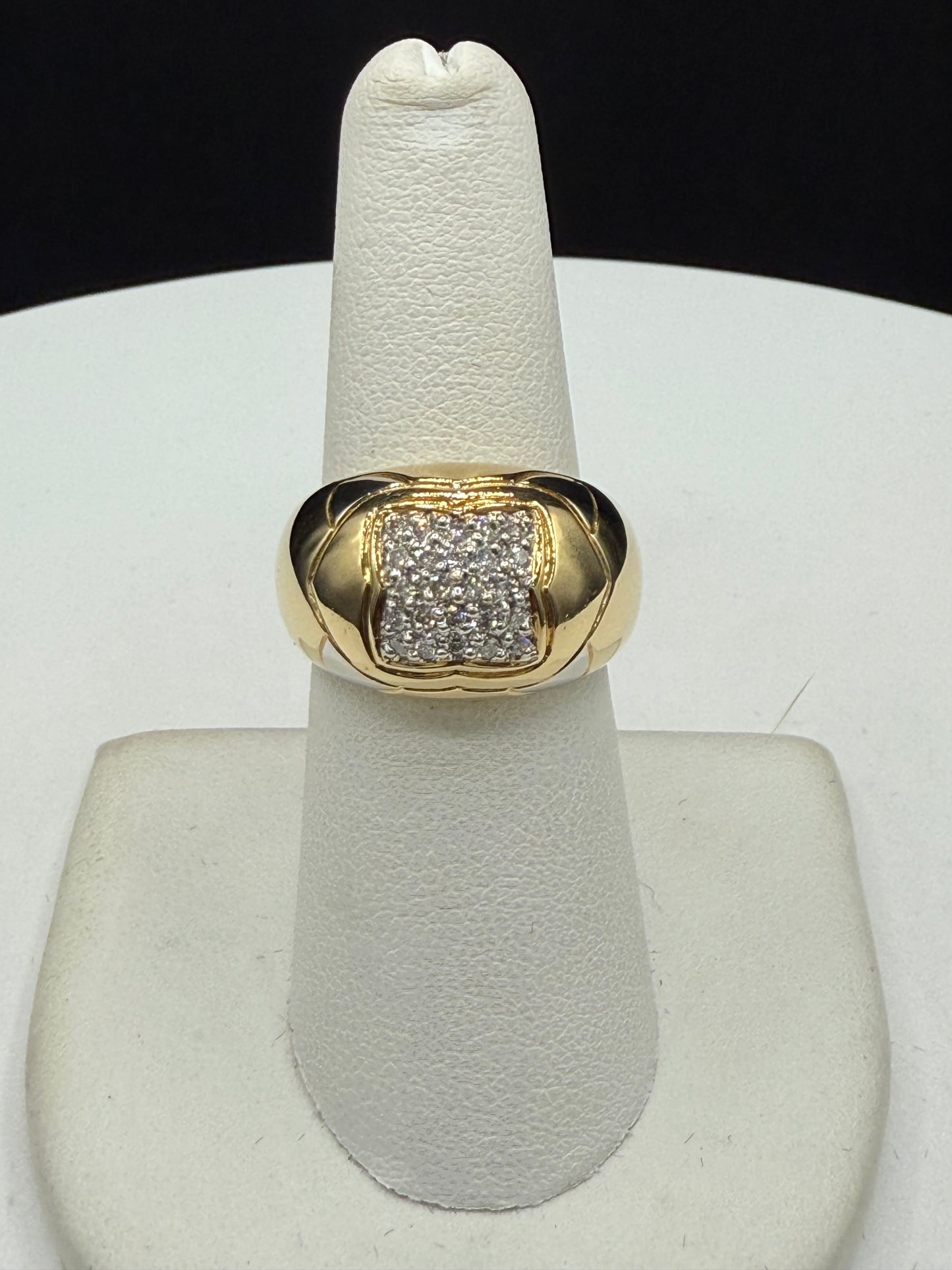 Natural Diamond 18k Yellow Gold Unisex Chunky Ring – 0.50 CTW, 8.5g, Size 7.25
