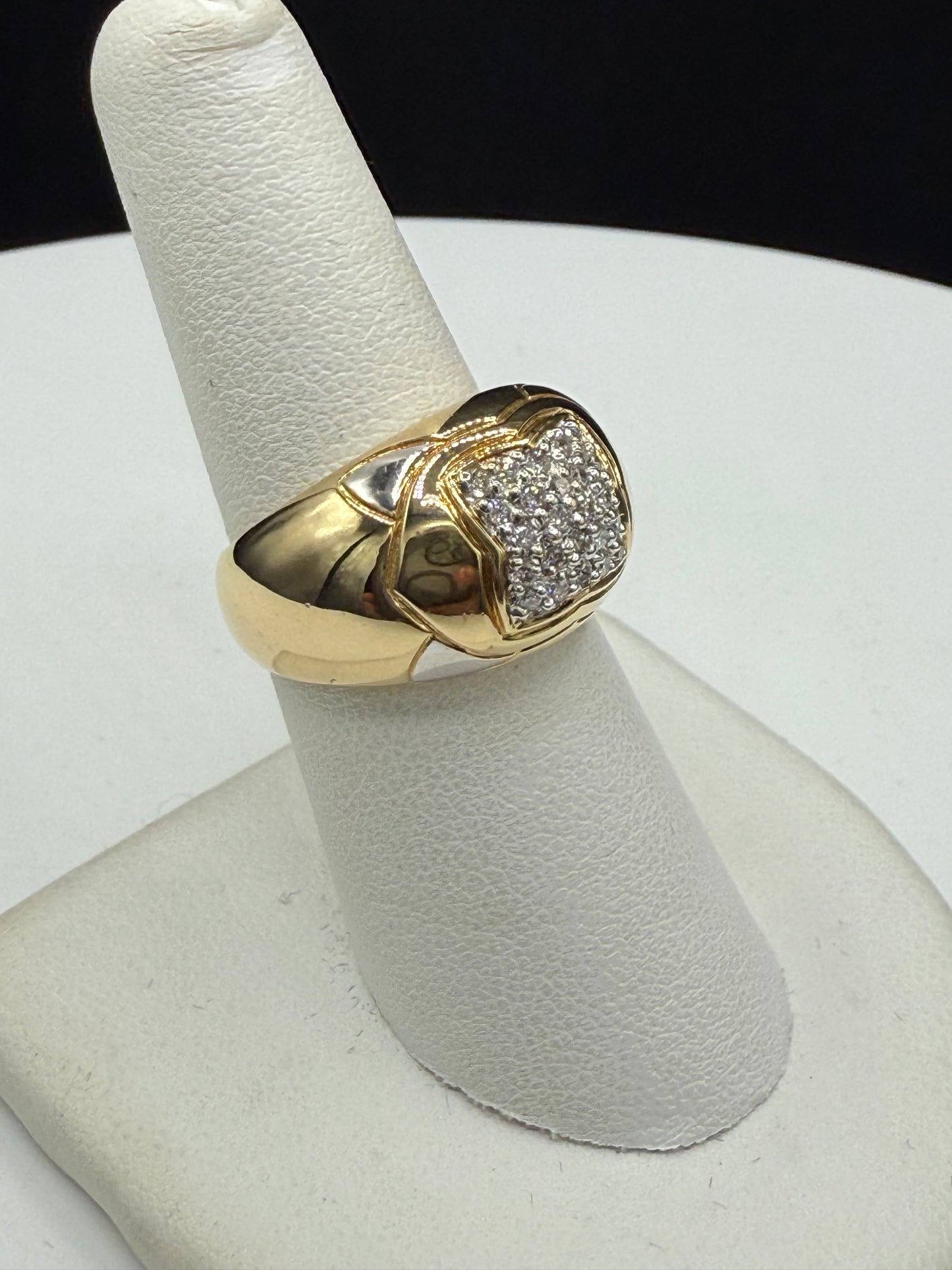 Natural Diamond 18k Yellow Gold Unisex Chunky Ring – 0.50 CTW, 8.5g, Size 7.25