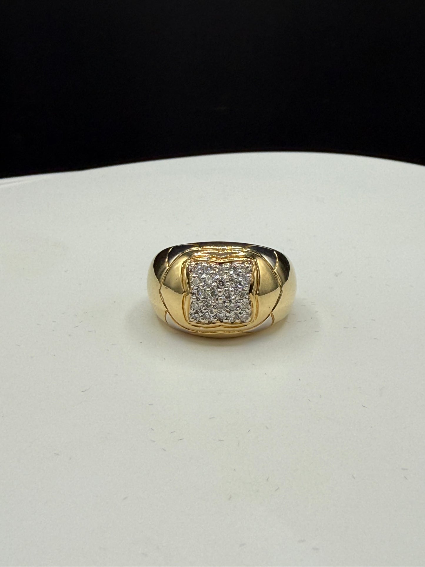 Natural Diamond 18k Yellow Gold Unisex Chunky Ring – 0.50 CTW, 8.5g, Size 7.25